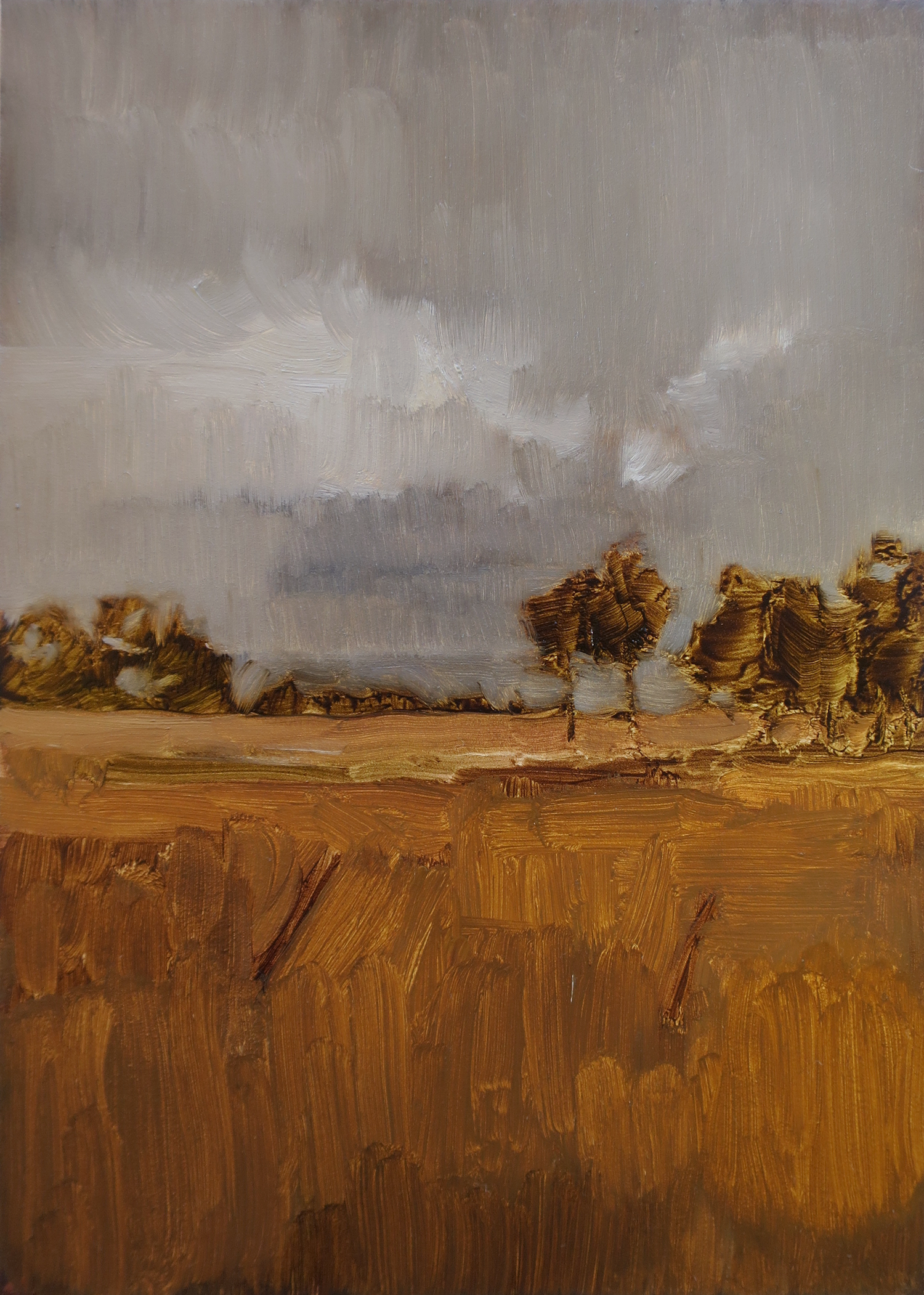 Fragment #14, 2022, oil on board, 15.3 x 20.4cm (framed size), custom framed in reclaimed hardwood