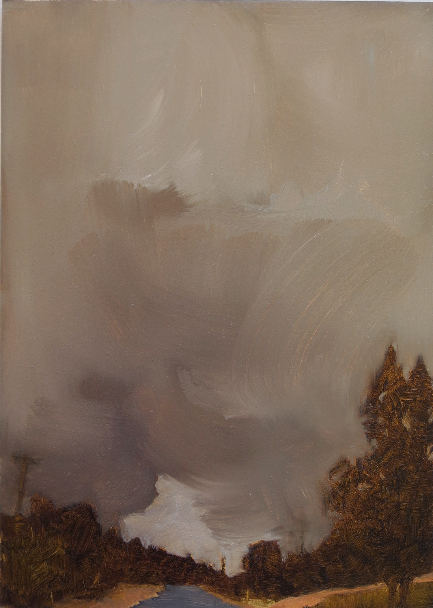 Fragment #16, 2022, oil on board, 15.3 x 20.4cm (framed size), custom framed in reclaimed hardwood