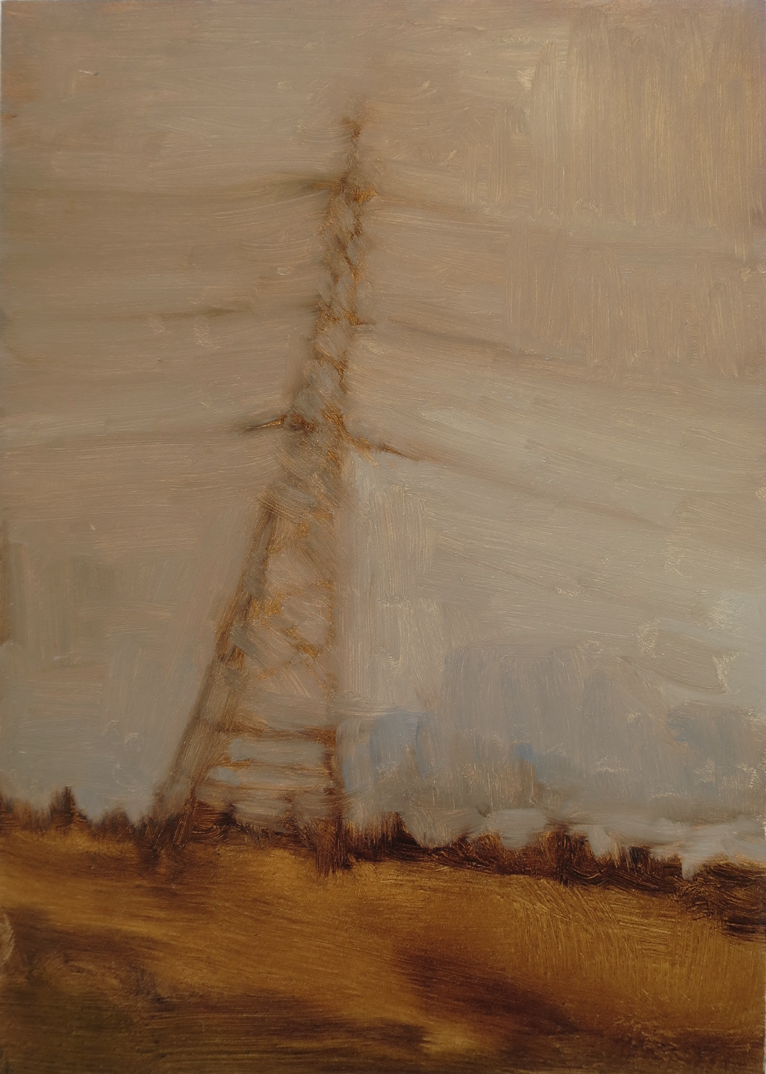 Fragment #23, 2022, oil on board, 15.3 x 20.4cm (framed size), custom framed in reclaimed hardwood