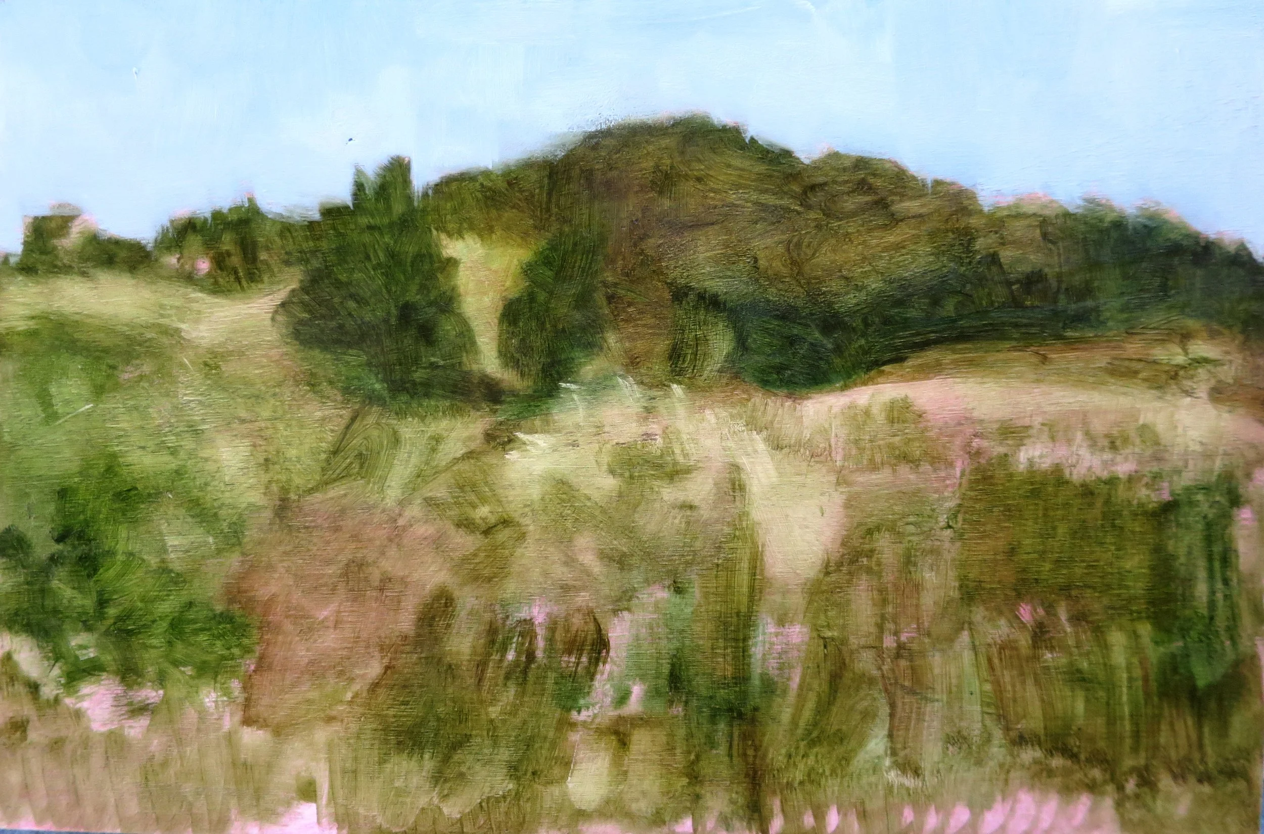 Kyogle hill 2022, oil on board, 17 x 15.5cm