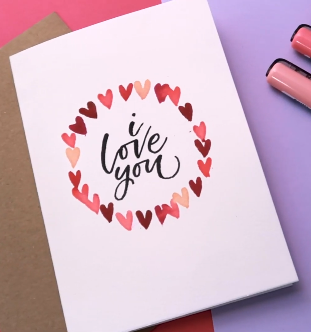 Easy Valentine’s Day Card Tutorial Using Brush Pens