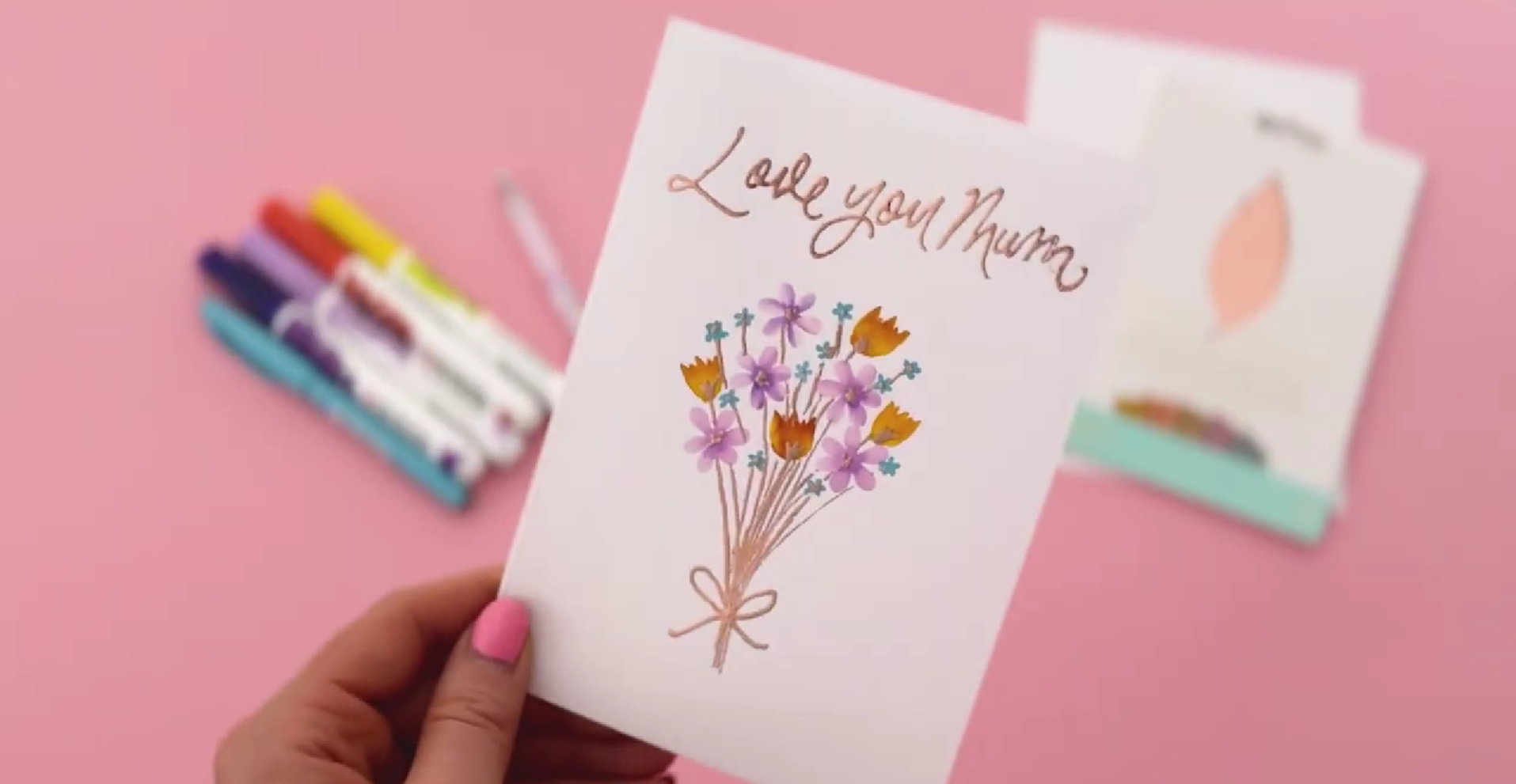 Easy DIY Mother’s Day Card Using Brush Pens and Foil Lettering