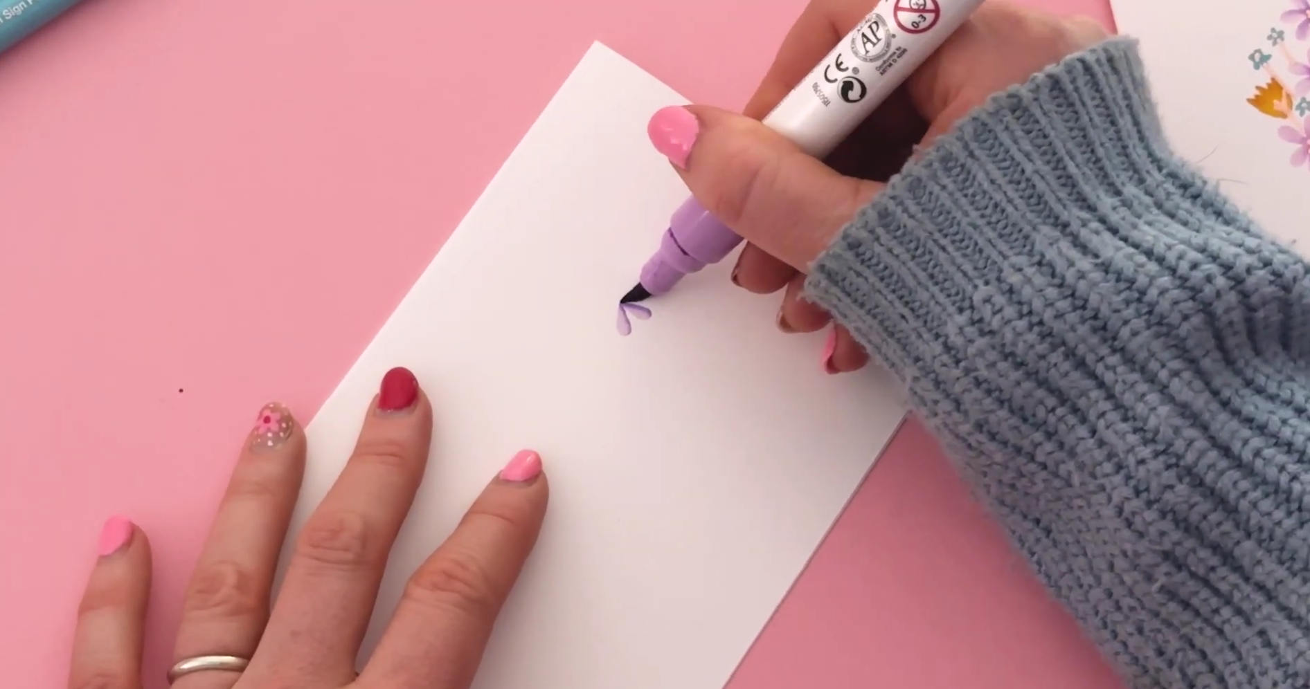 Large brush pen flowers created with simple petal strokes