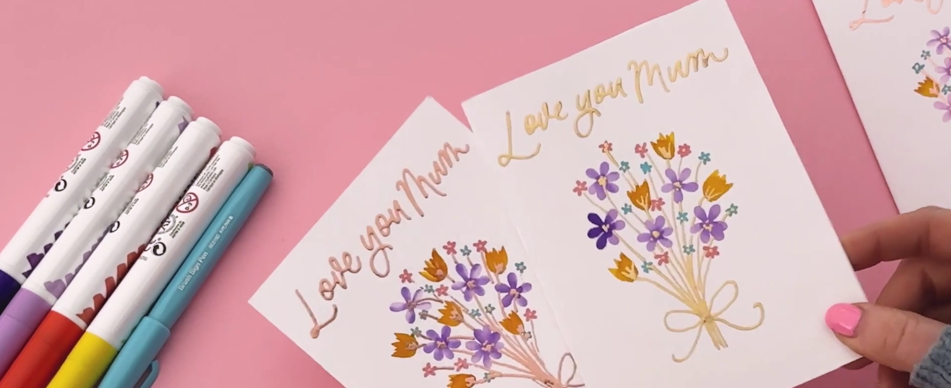 Handmade floral cards with different foil colours