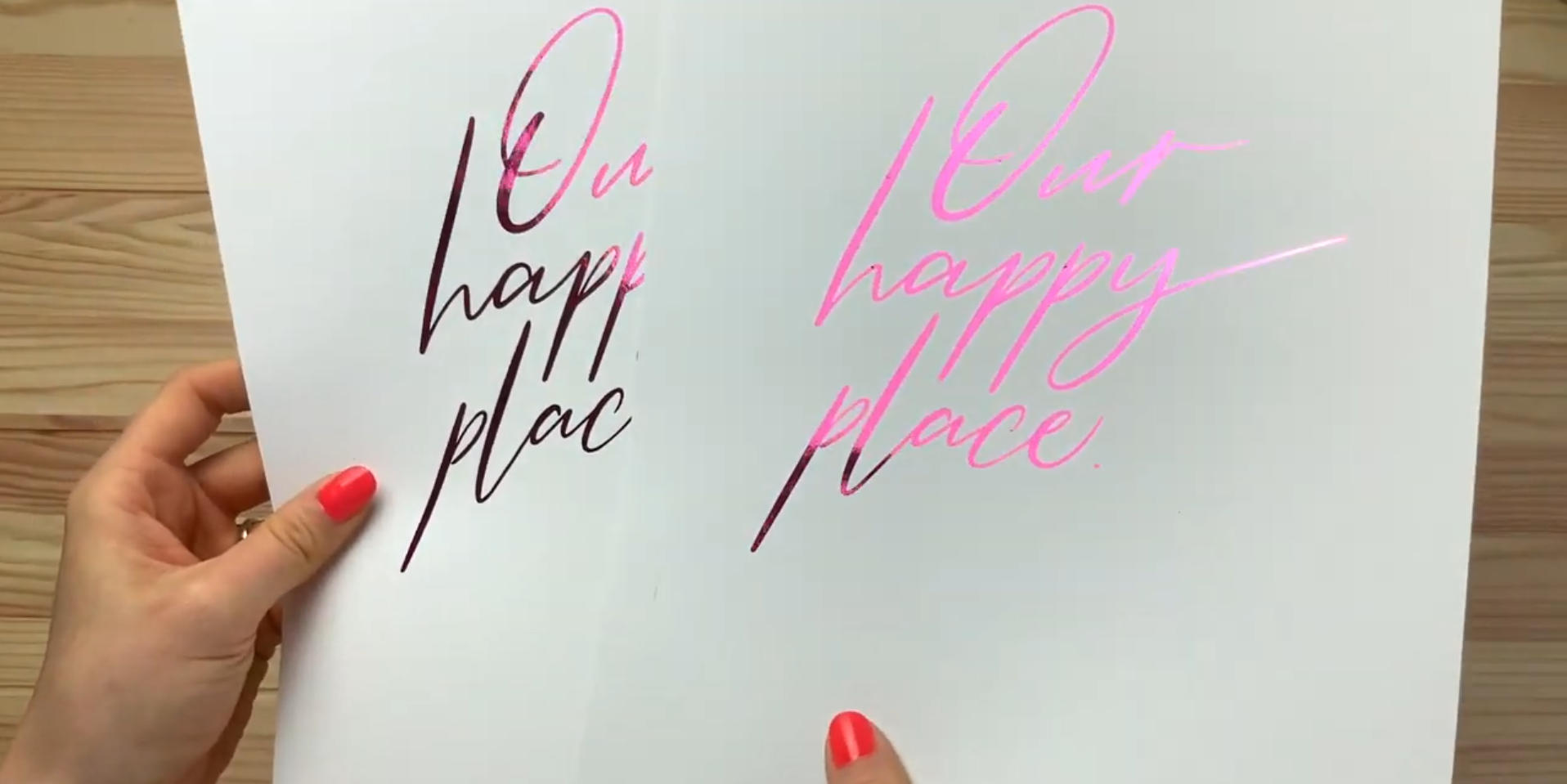 Comparison of smooth foil print versus patchy foil result showing impact of paper and settings