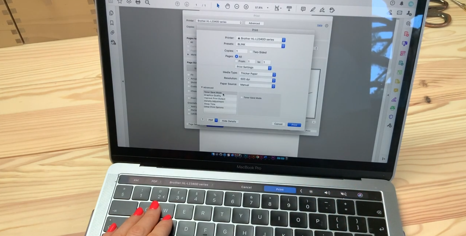 Laser printer settings configured for foil printing with high toner density and quality output