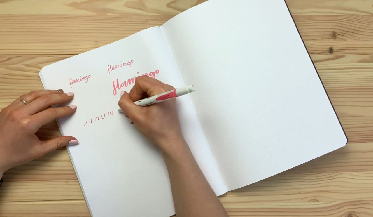 Chart of basic calligraphy strokes including entrance stroke, down stroke, overturn, underturn, compound curve and oval
