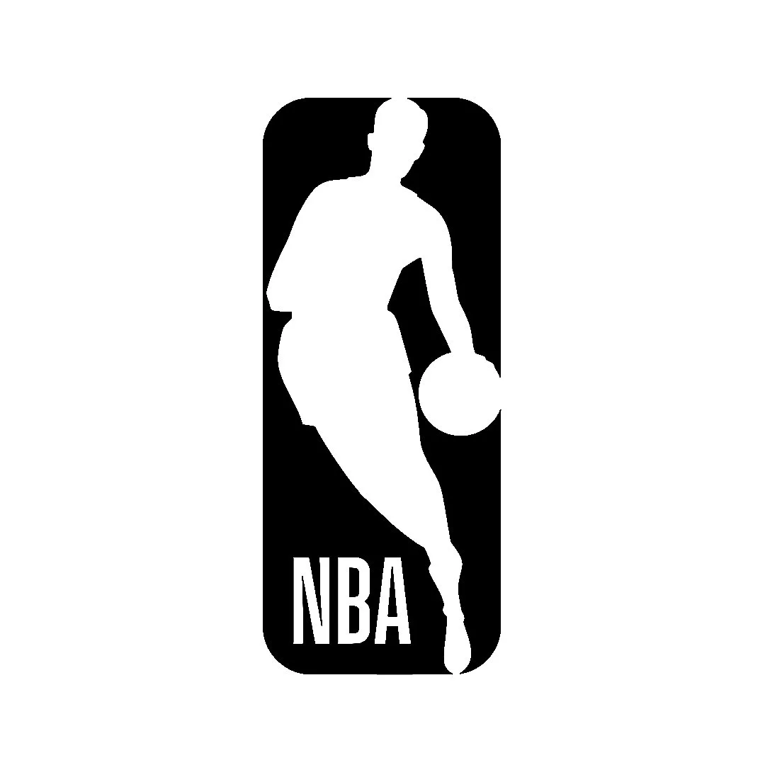 Silhouette of a female basketball player dribbling a ball, with the NBA logo and text underneath.