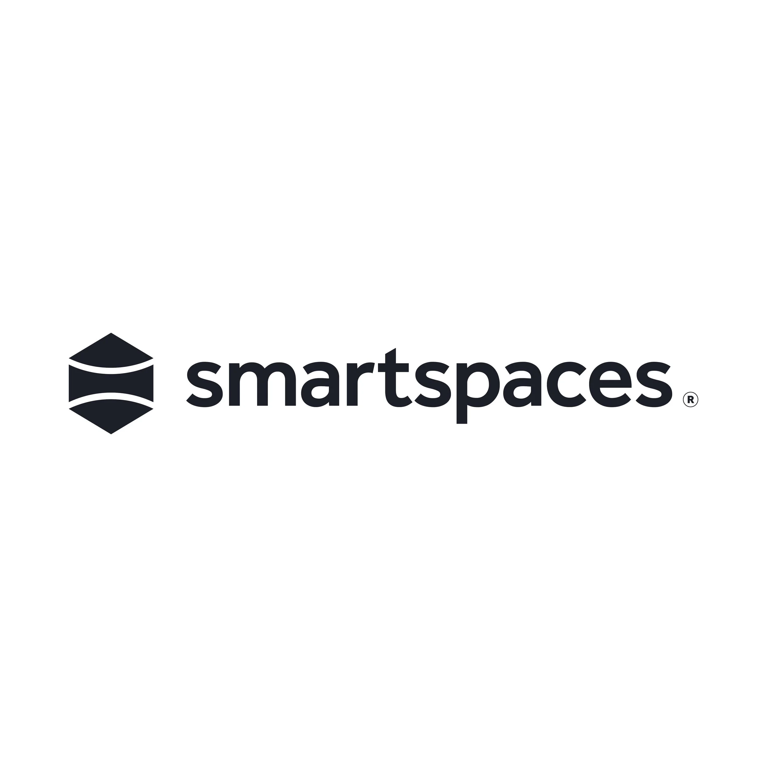 Logo of smartspaces with a black icon and black text on a white background.