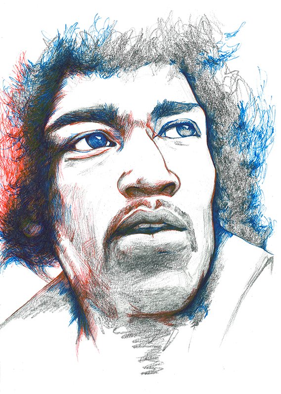 Jimi Hendrix - 5" x 7" Print