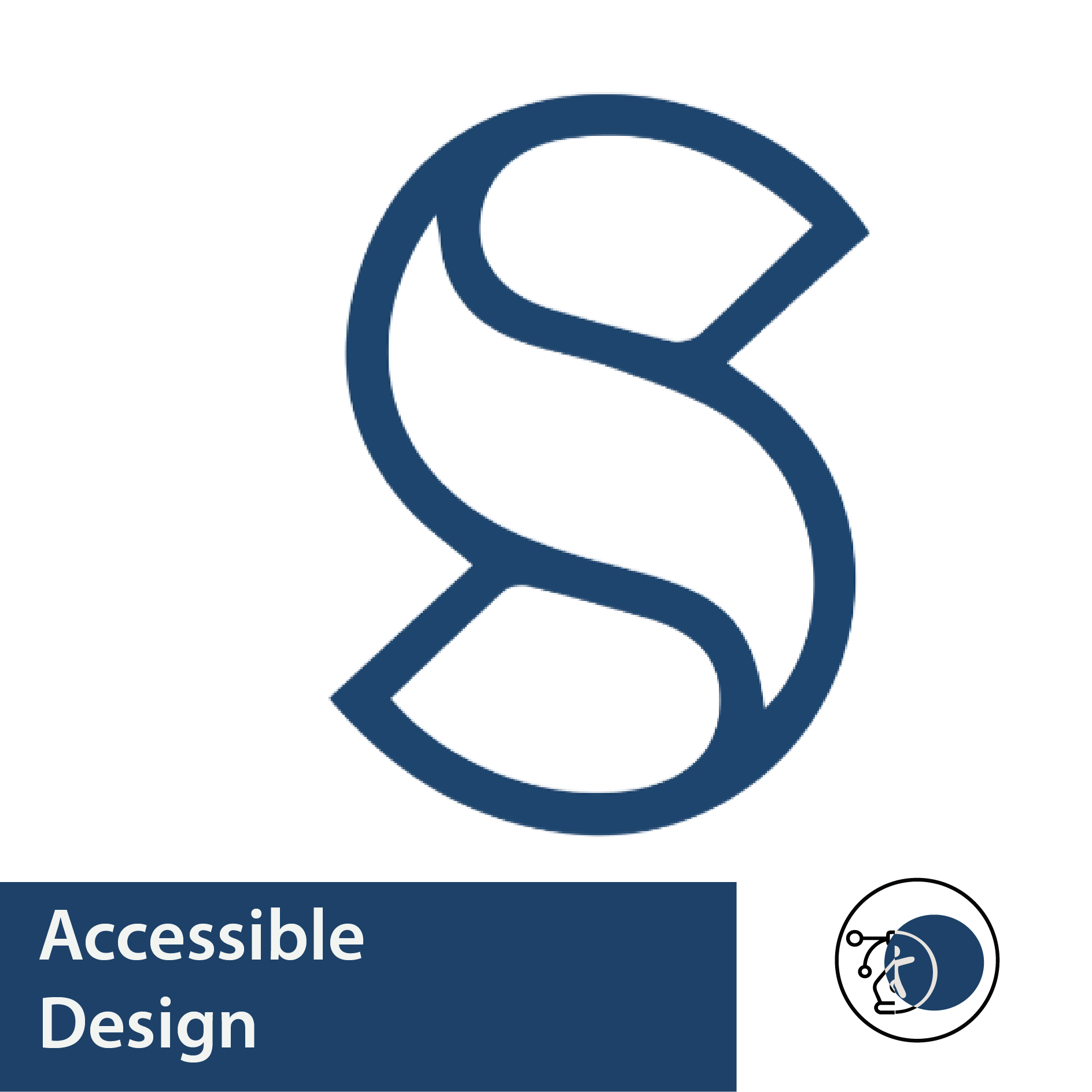 A stylized letter S with a leaf shape incorporated, next to the text 'Accessible Design' and a logo featuring a person with disabilities and accessible icons.