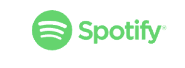 Spotify logo with green circle and sound wave icon with green text
