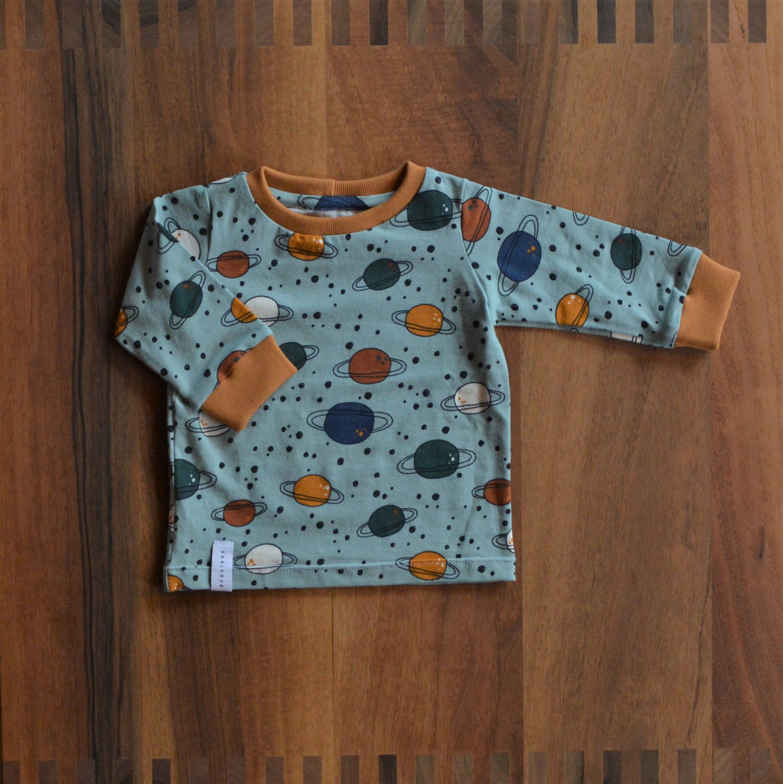 Pullover Fynn - Planeten blau // Grösse 74 // Gots-Jersey // 26 CHF