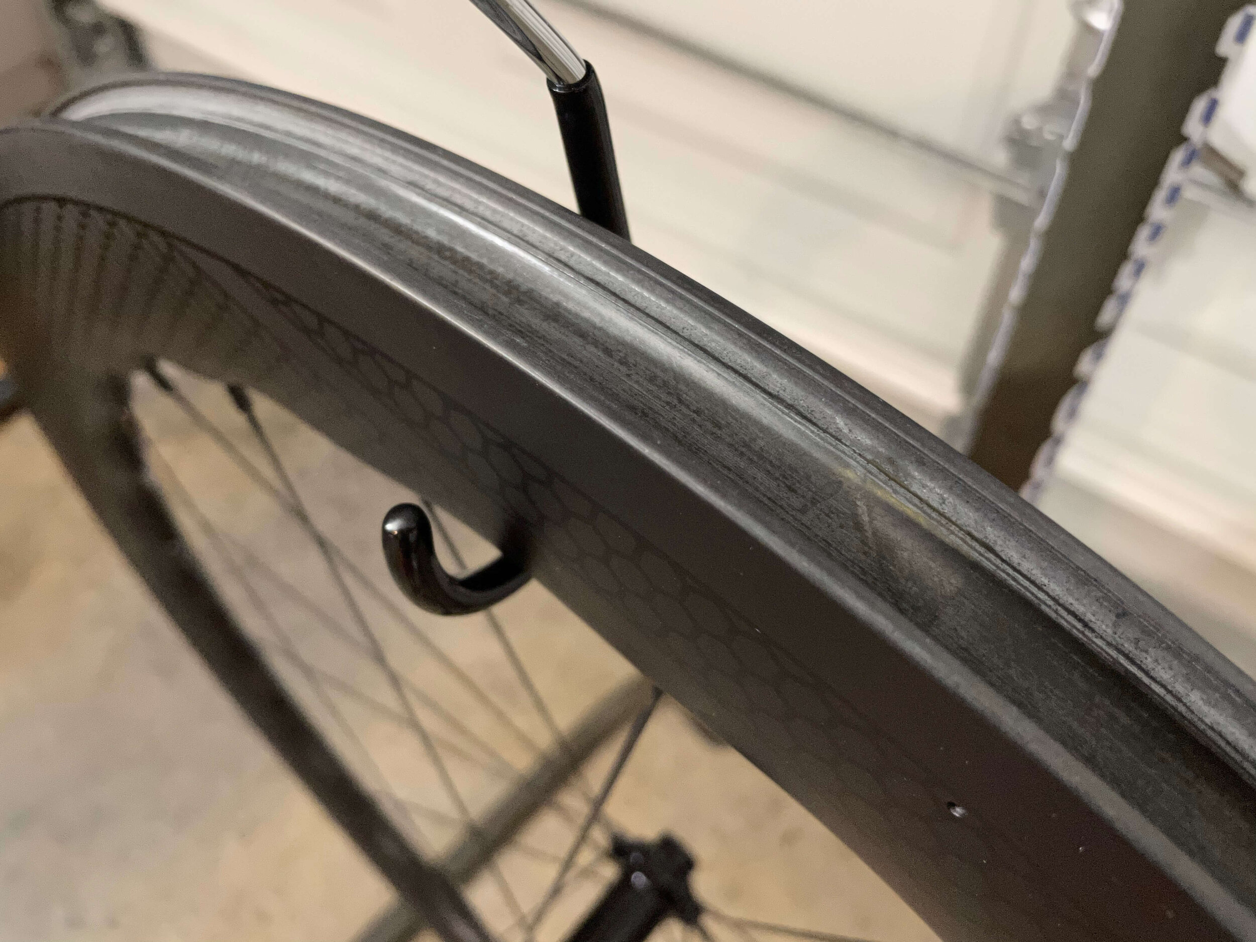 Notice anything?  No spoke holes = no rim tape.  Nice.