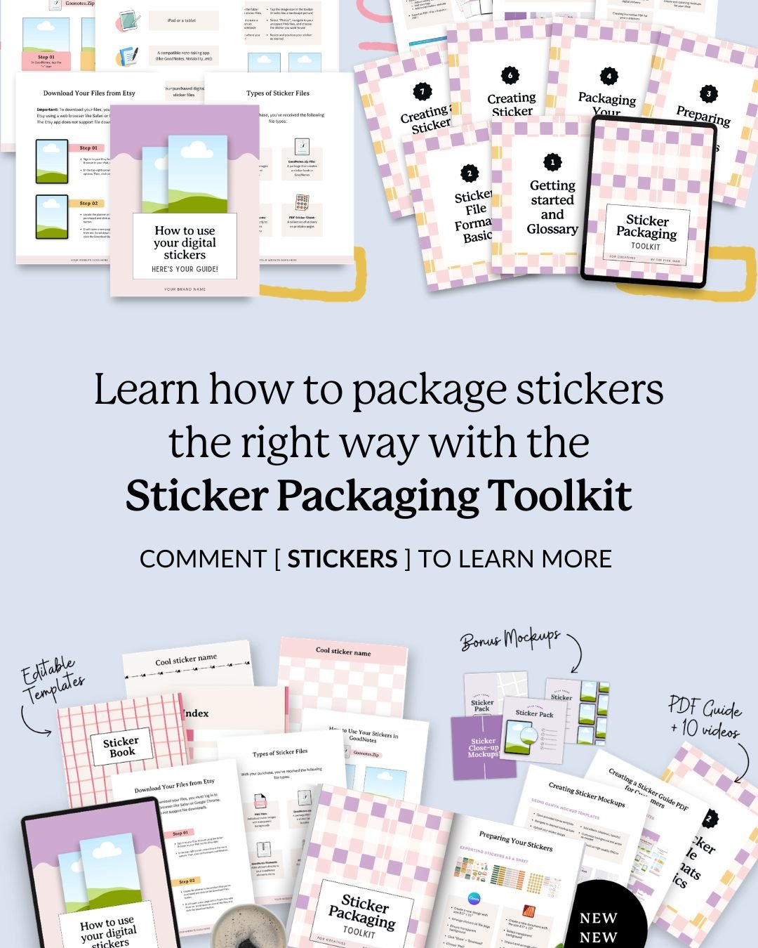 What I'd sell if I needed Etsy sales in 7 days 👇

Digital stickers.

Strategic, trending, properly packaged sticker sheets, books, and GoodNotes files.

The Sticker Packaging Toolkit shows you how.

Inside:
✓ 15 video lessons
✓ Editable sticker book