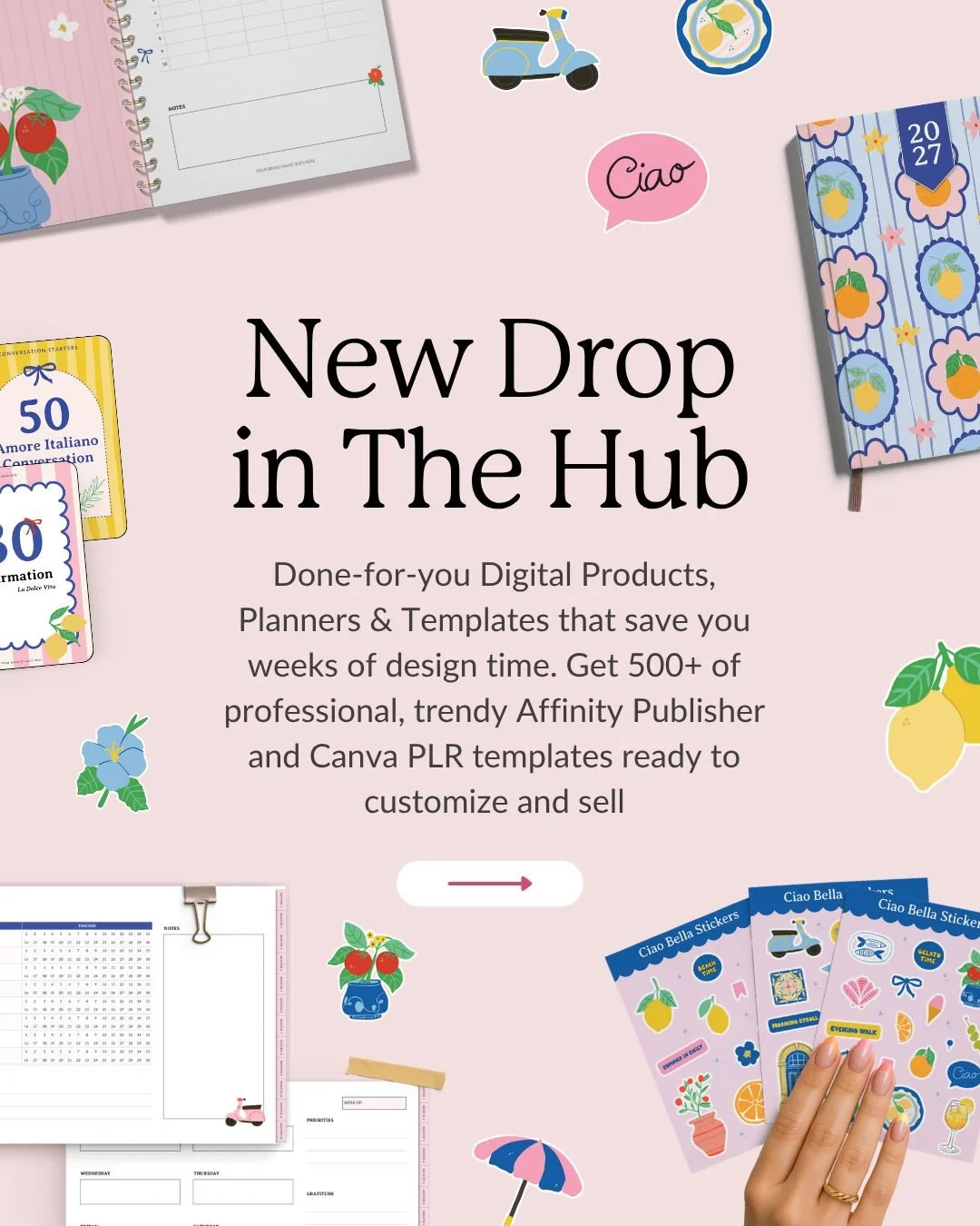 f you've been noticing Mediterranean-inspired designs everywhere lately, you're not imagining it 🍋 🌊 🌺

We just took all the Sicilian Summer vibes and turned them into a 20+ product PLR template collection inside The Hub! 

This collection was des