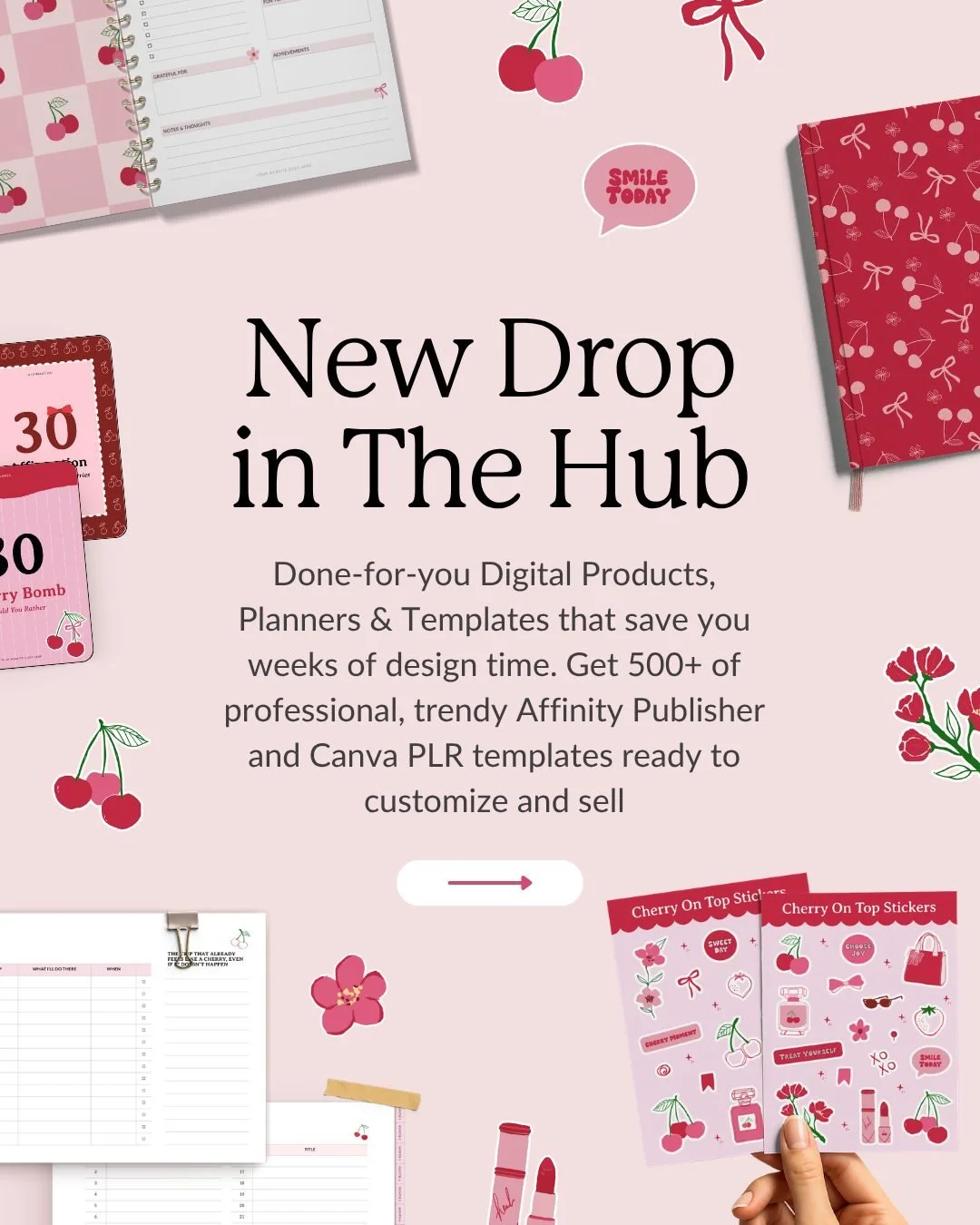 My July drop, Cherry on Top 🍒 is here and she&rsquo;s sweet, playful, a little nostalgic, and very ready for summer.

Think planner covers, journals, inserts, stickers, and all the tiny details that make a collection feel like an actual collection&h