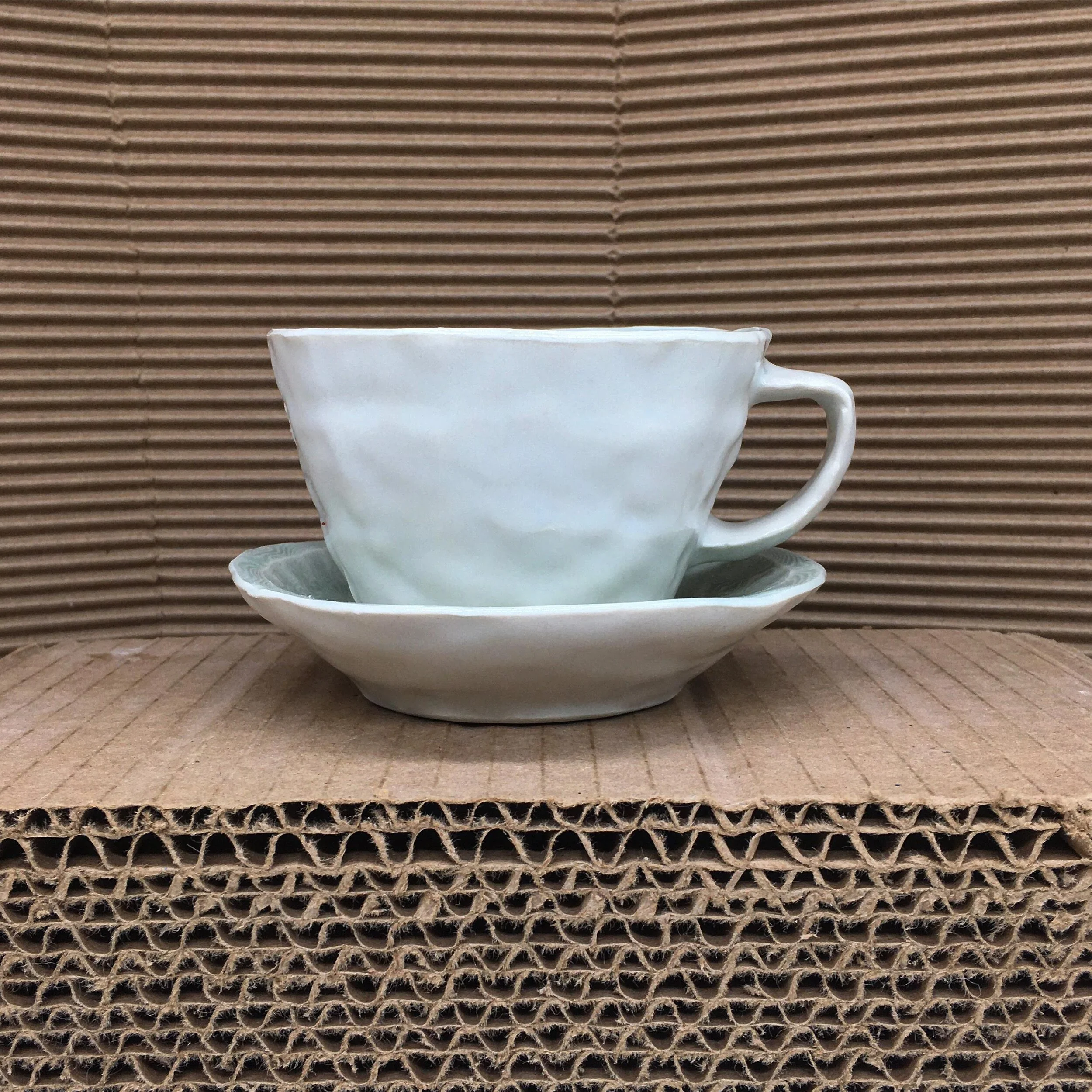 Teacup & saucer. Handbuilt porcelain. 2019.
