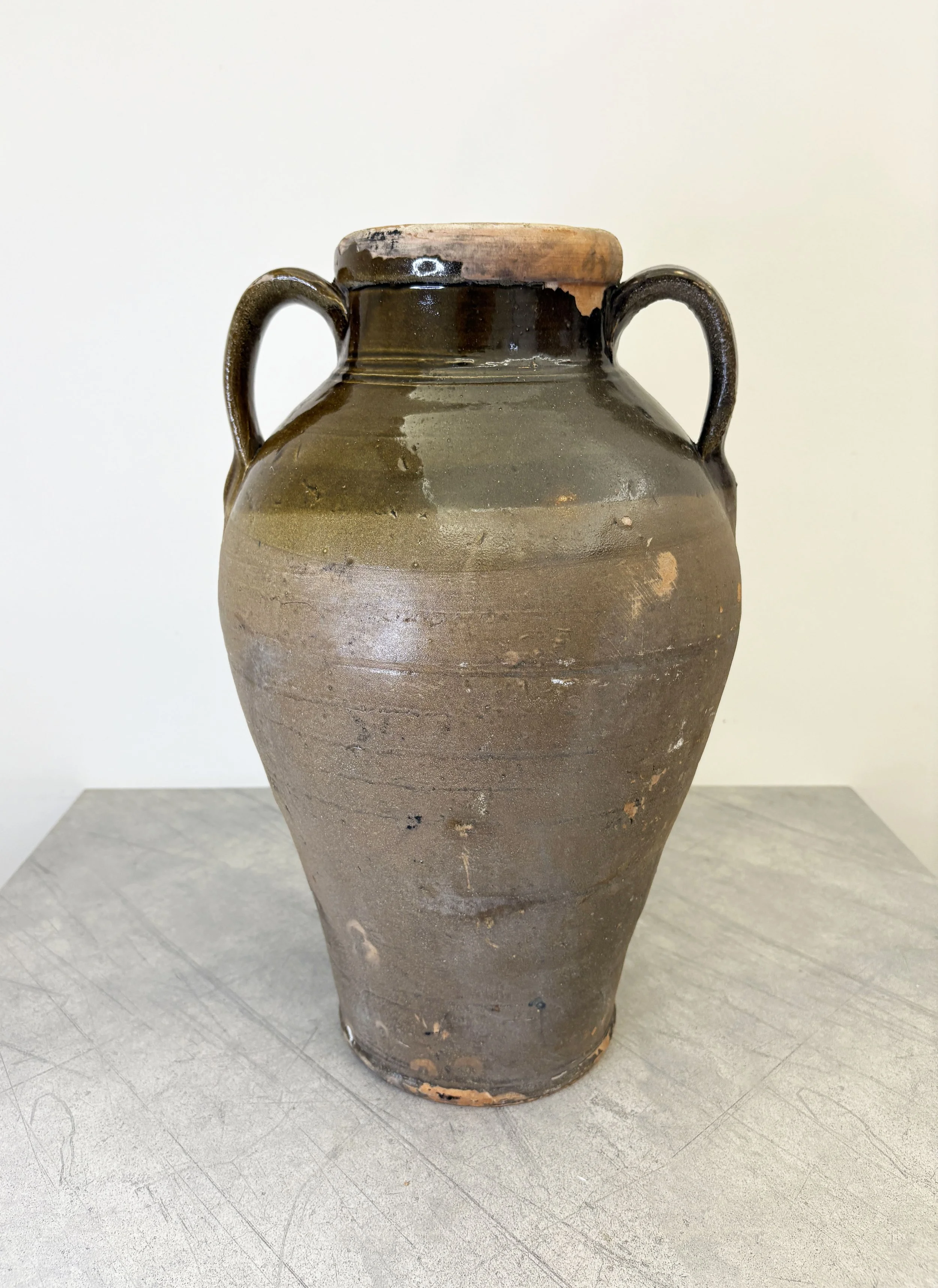 large antique rustic confit pot Puglia
