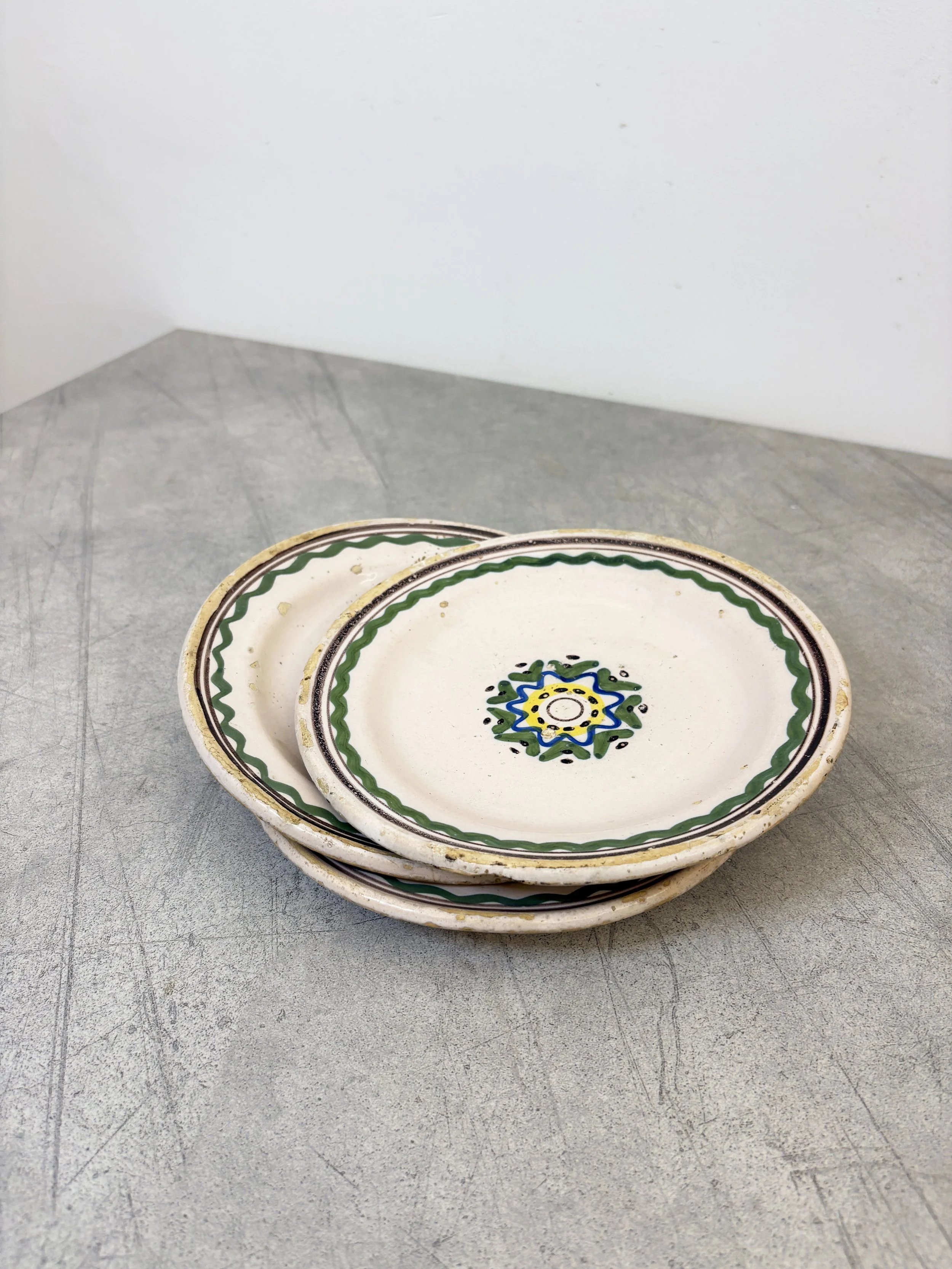 3 antique hand painted plates Italy