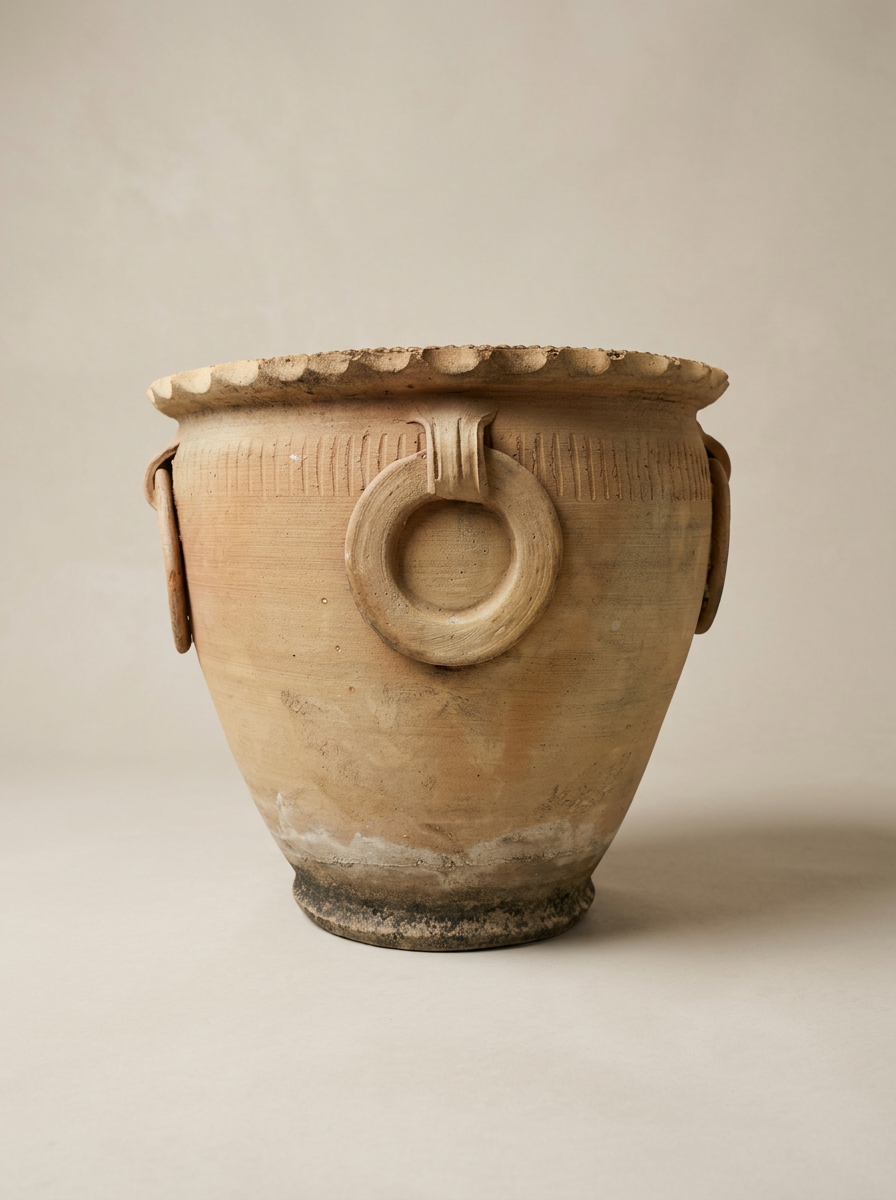 Vintage Rustic Plant Pot with Ring Handles