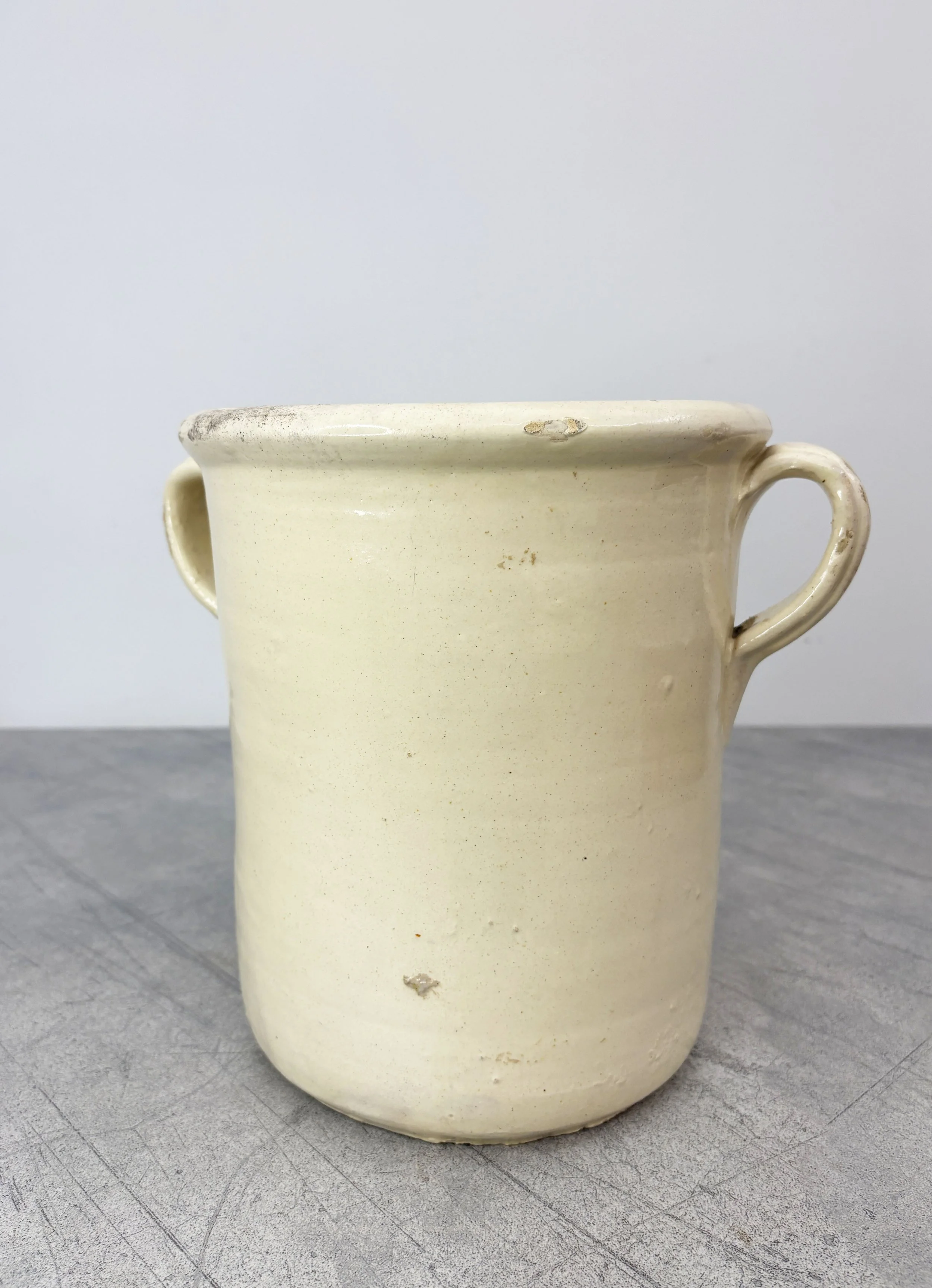 antqiue white glazed ceramic pot Puglia