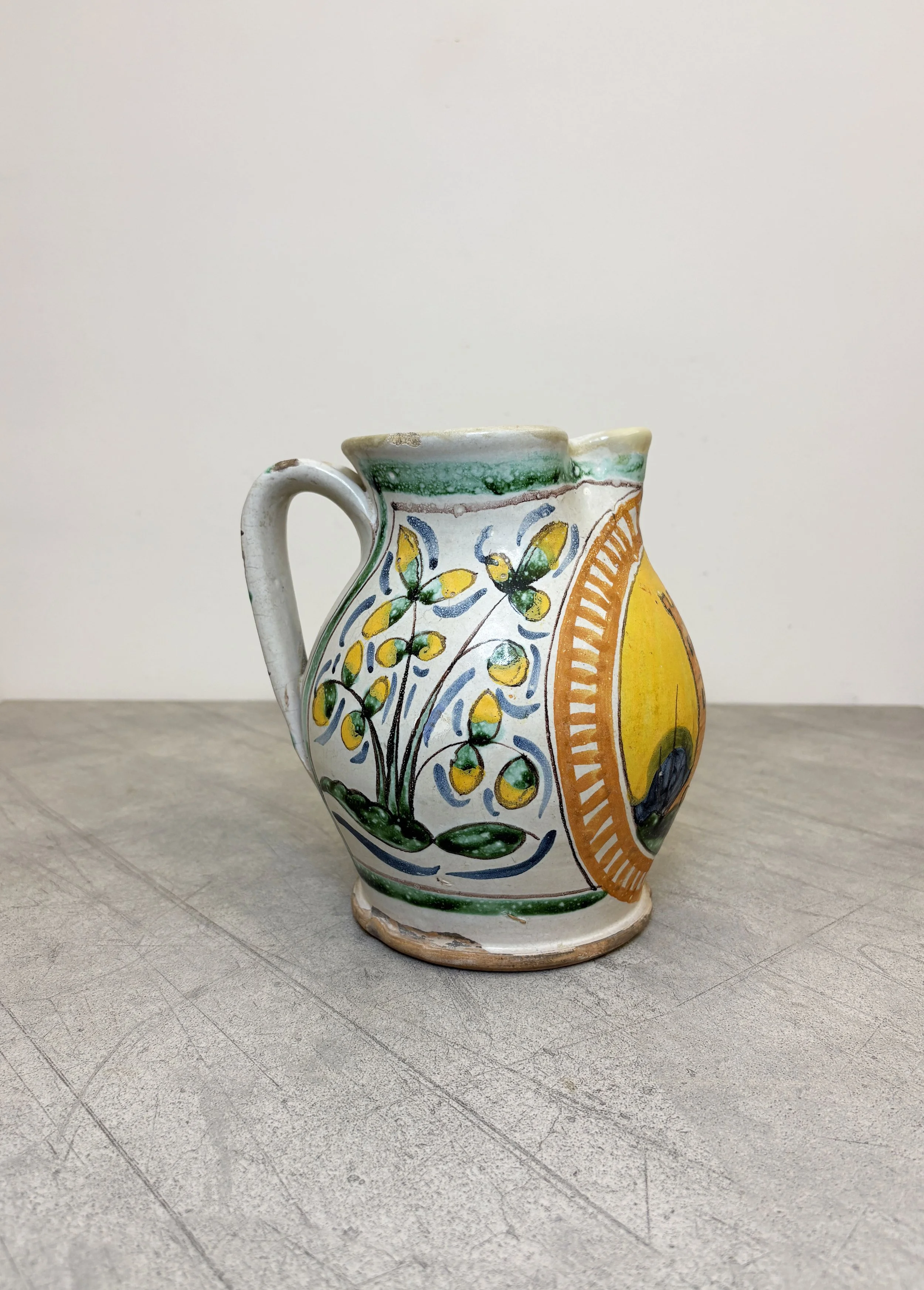 antique hand painted pitcher Italy