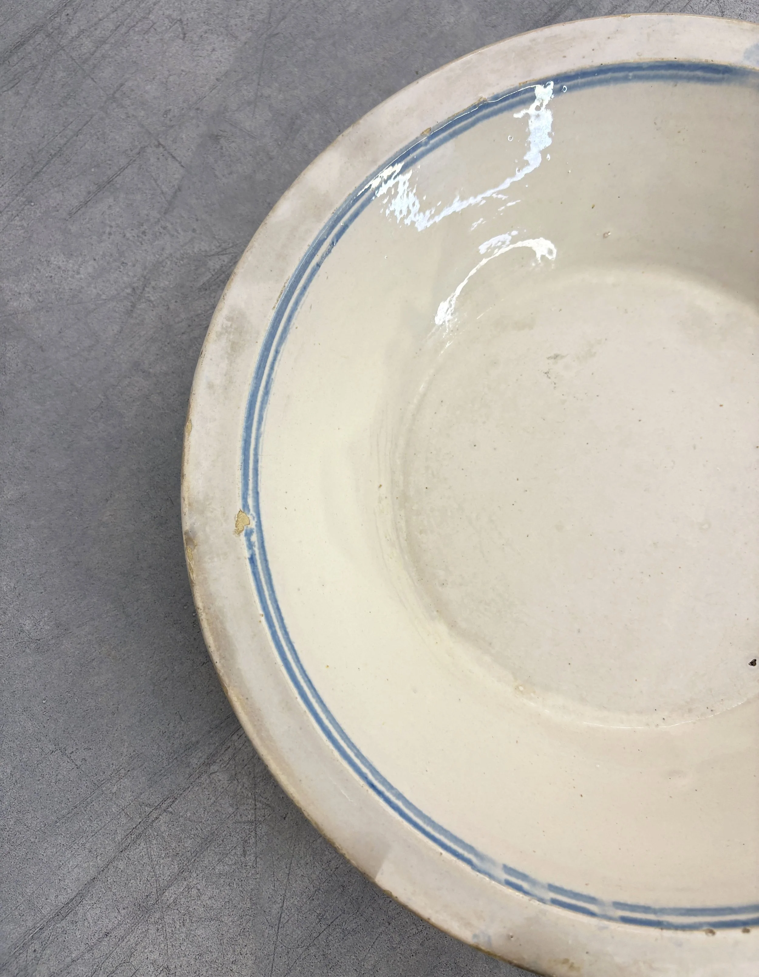 antique blue stripe ceramic bowl Grottaglie