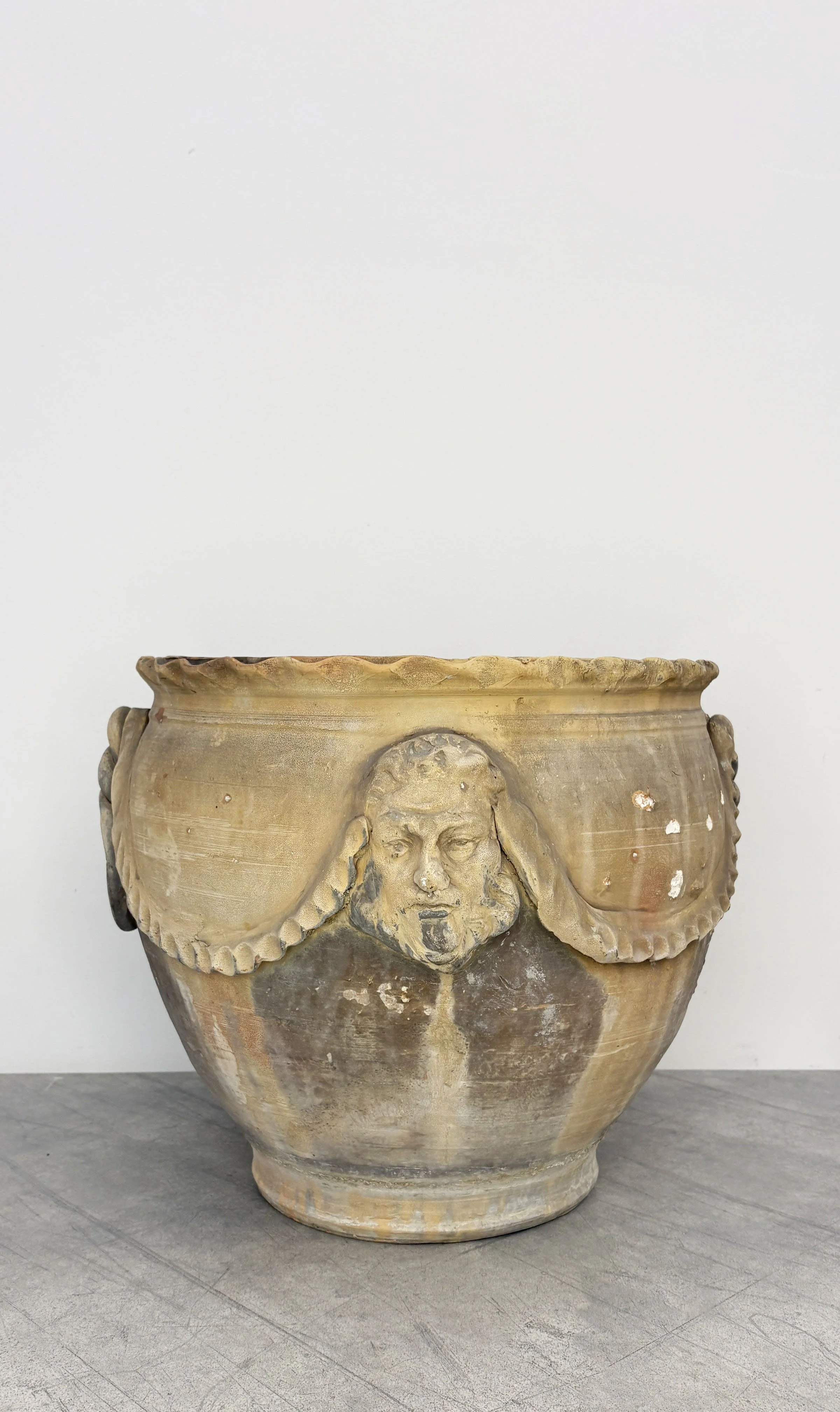 Large Antique Plant Pot with Face Detail