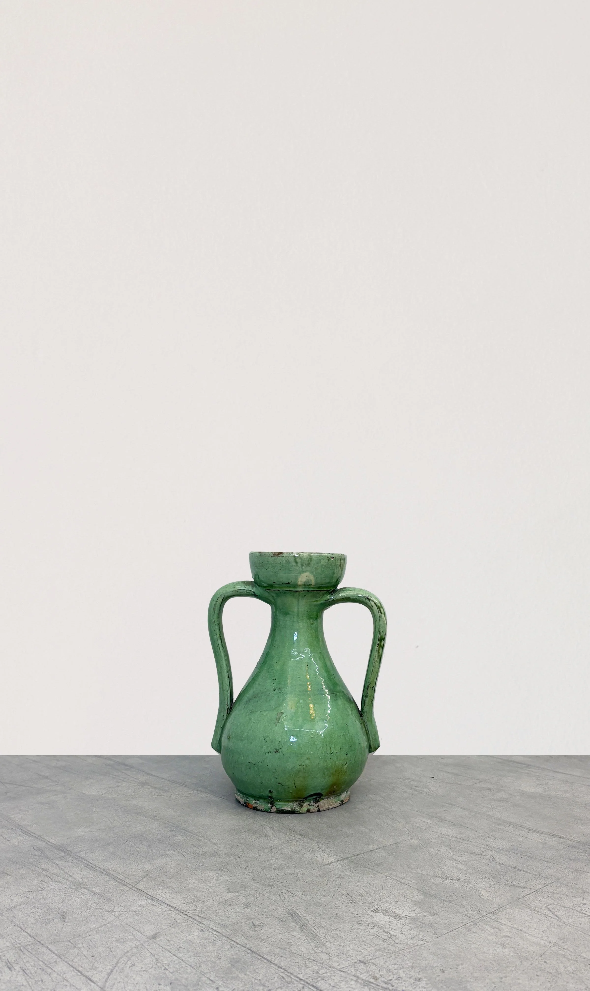 3 VINTAGE GREEN CERAMIC VASE