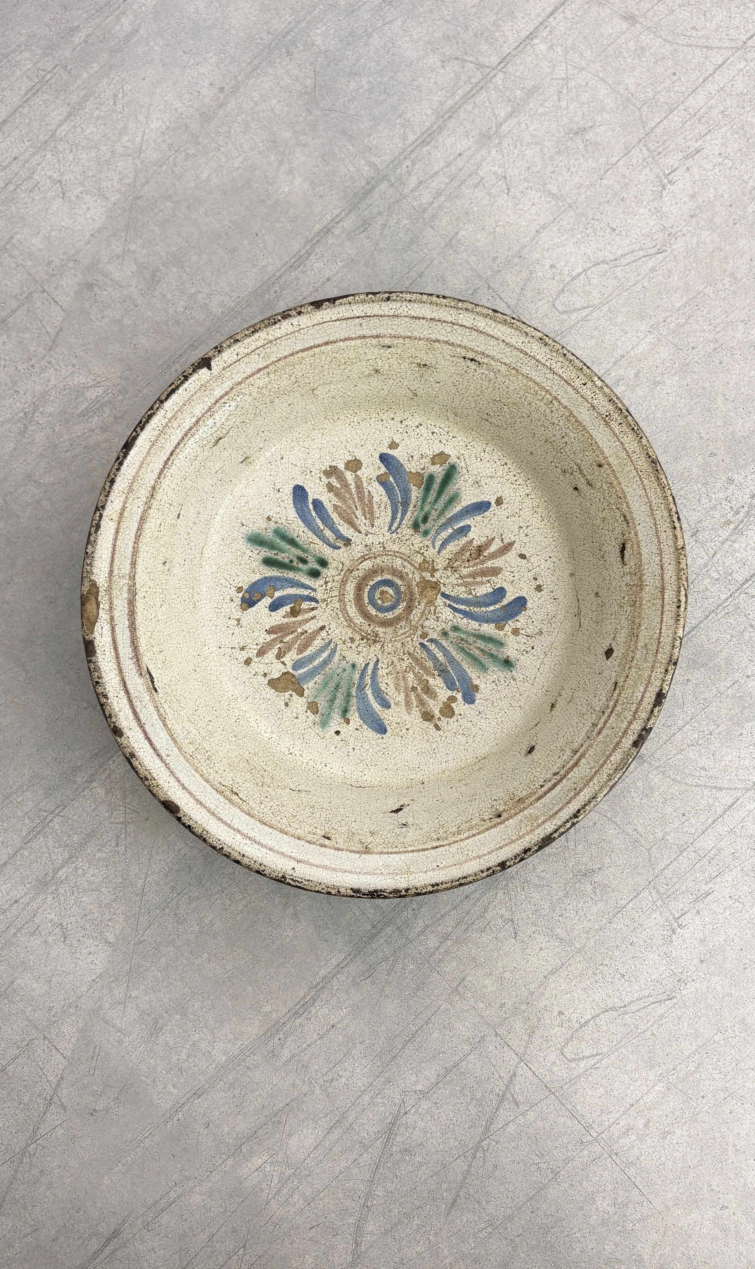 LARGE HAND PAINTED RUSTIC BOWL ITALY