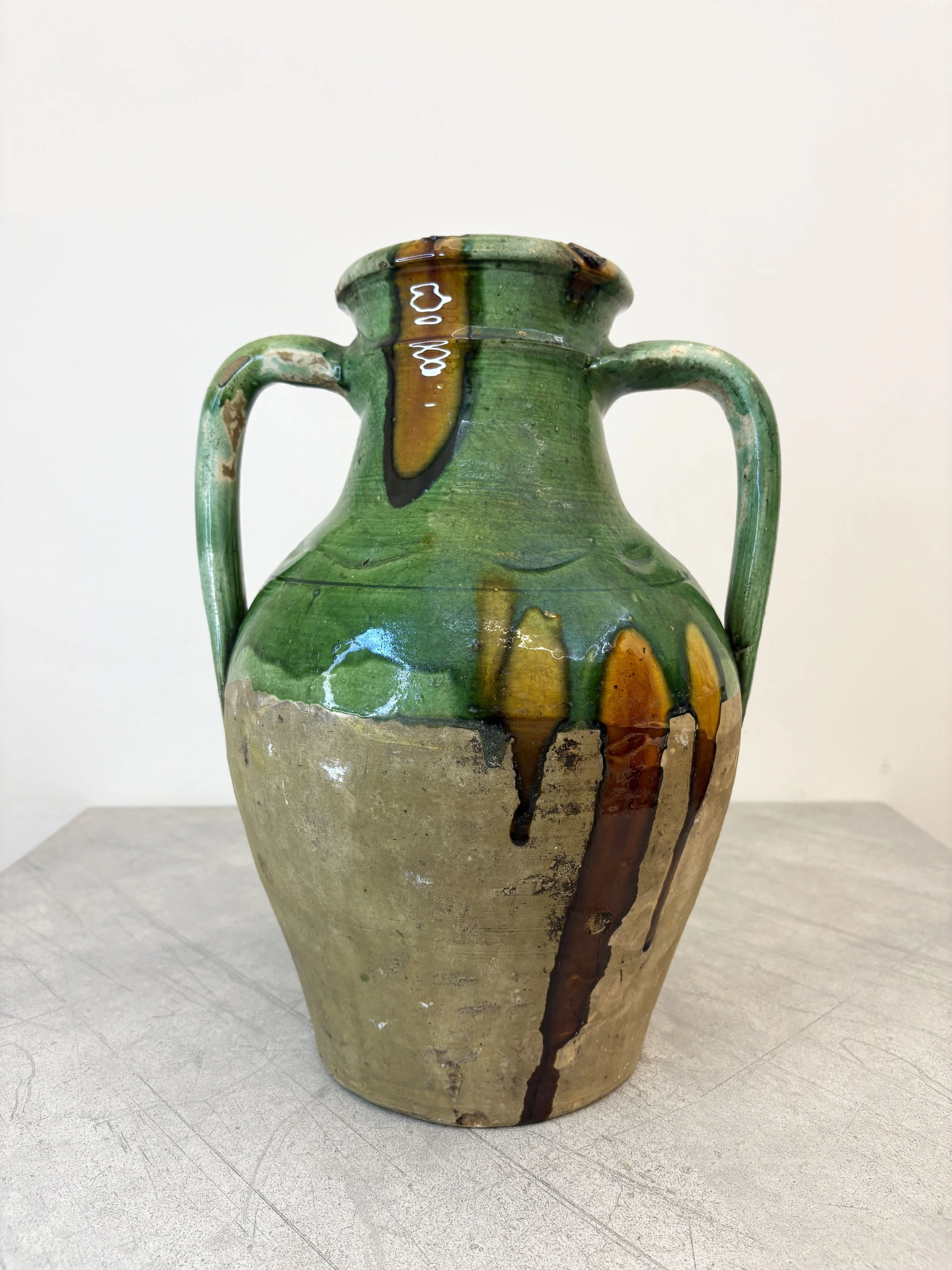 antique green ceramic amphora southern Italy