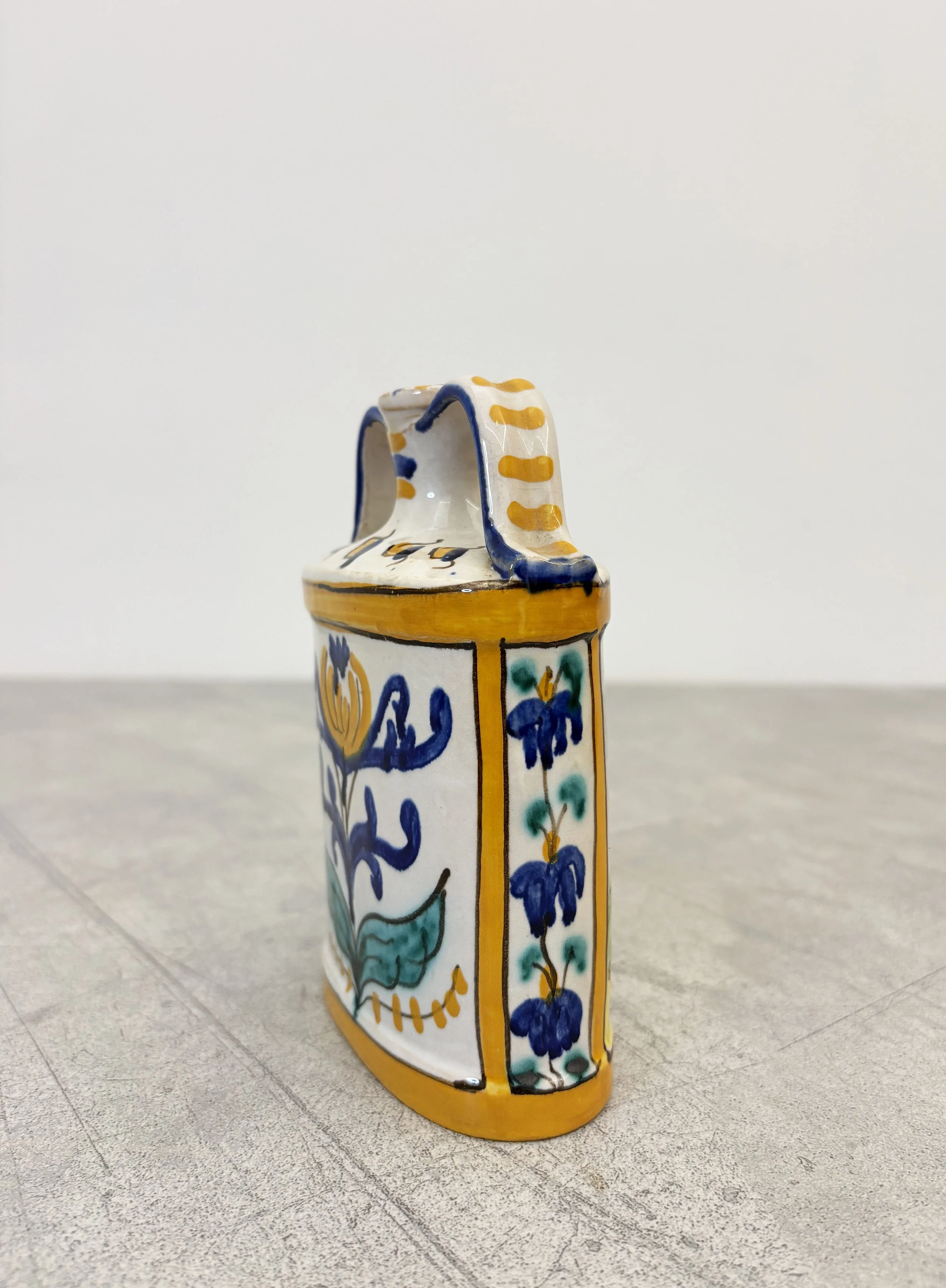 Italian hand painted wine flask