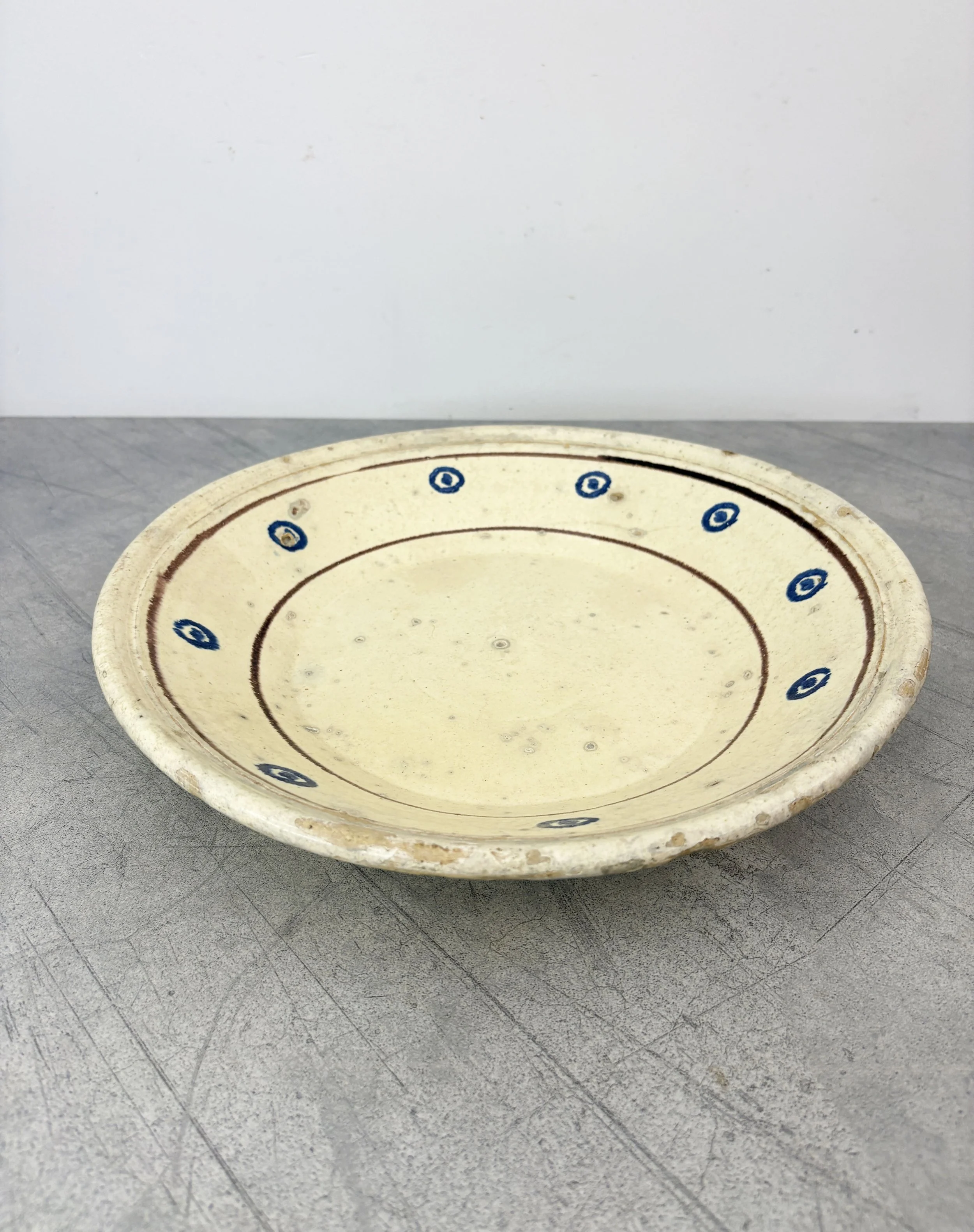 antique hand painted blue and cream plate Puglia