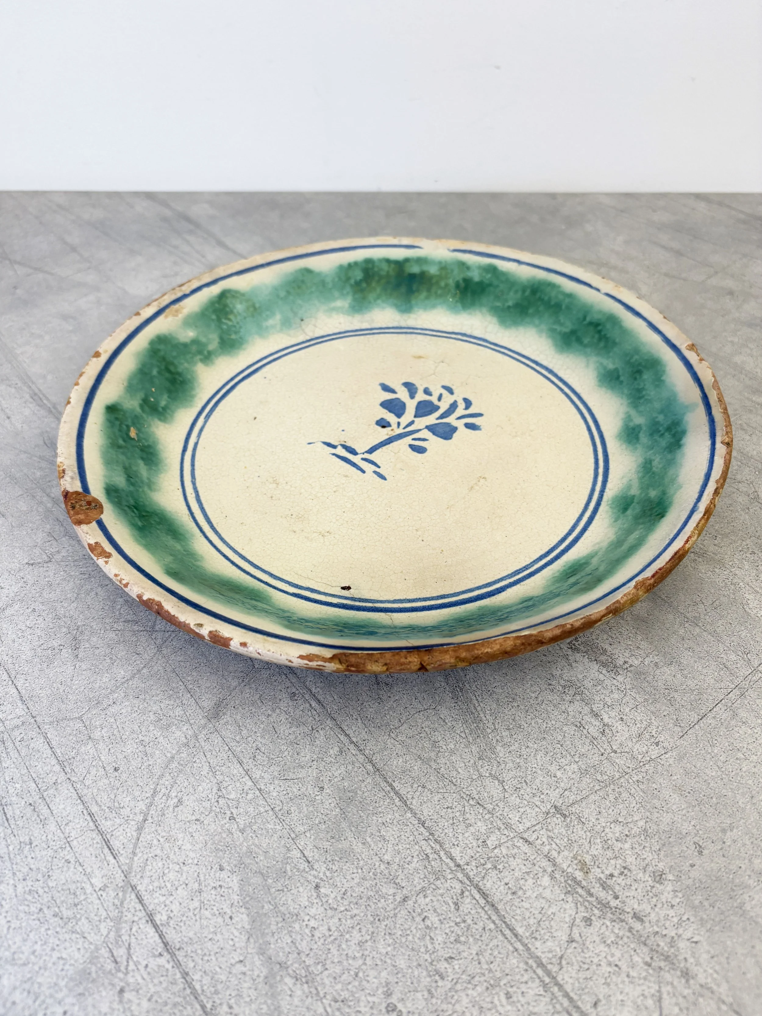 antique Caltagirone Fangotto plate hand painted tree