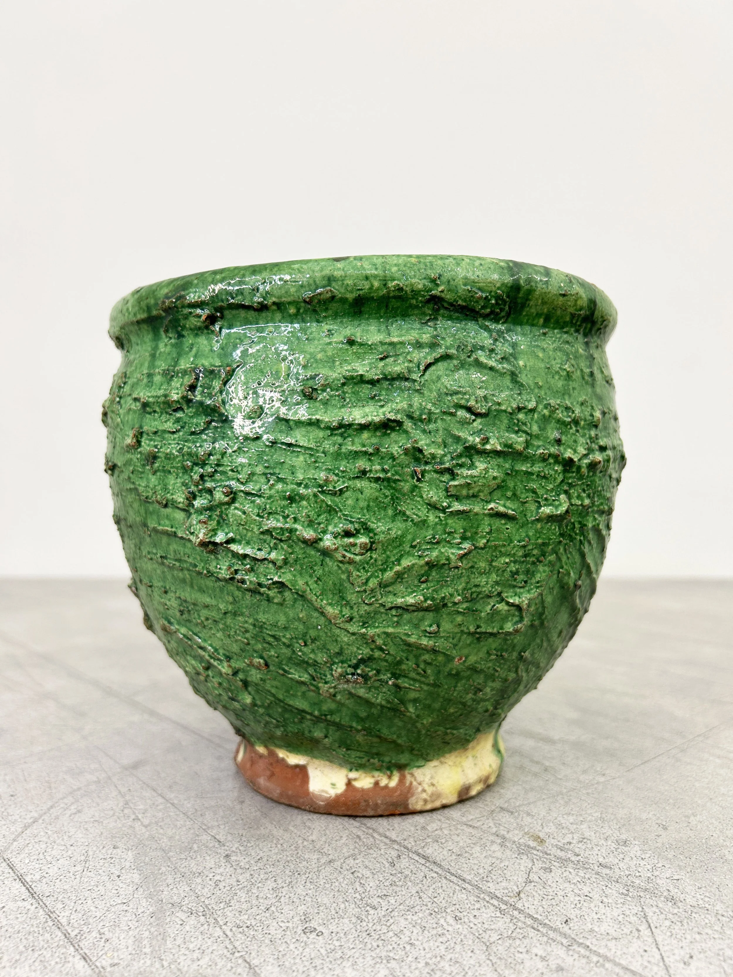 vintage green glazed planter