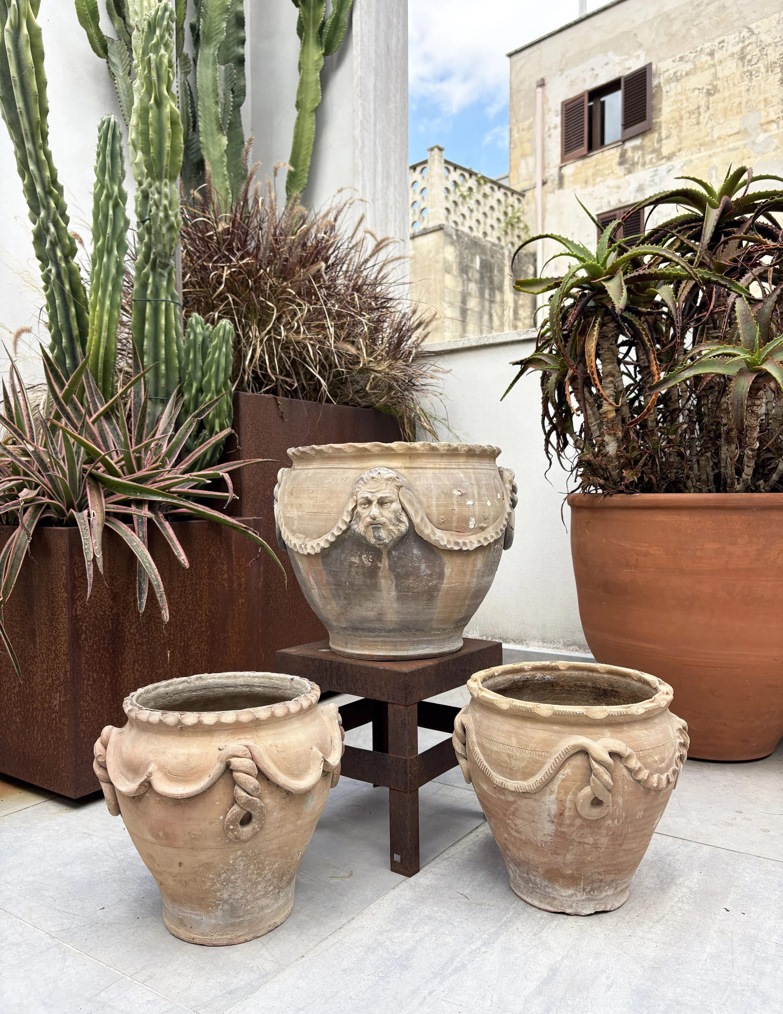 antique Italian terracotta plant pots