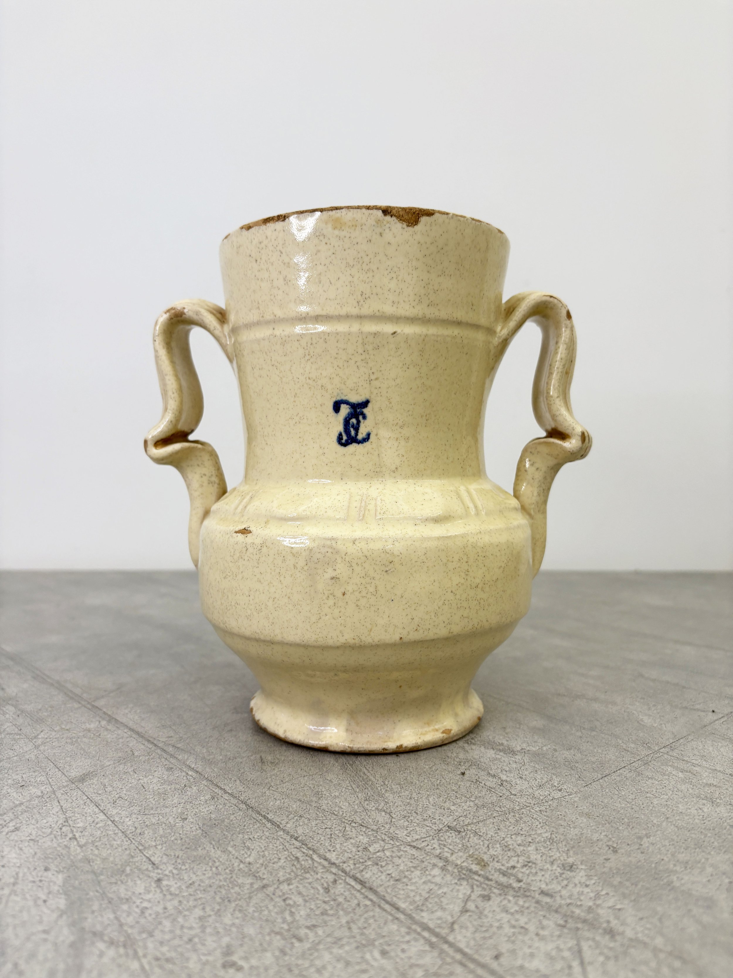 antique hand painted vase with 2 handles