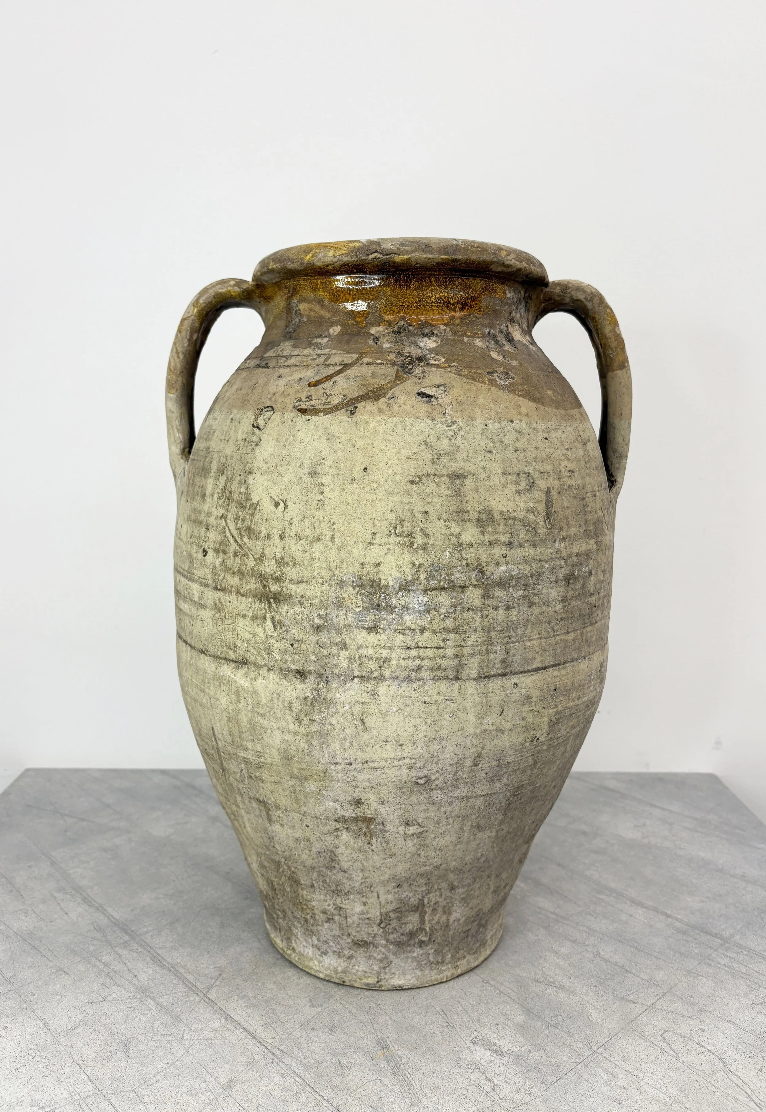 large antique confit pot with handles Puglia