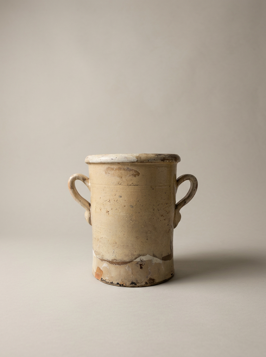 Antique Rustic Crème Glazed Confit Pot