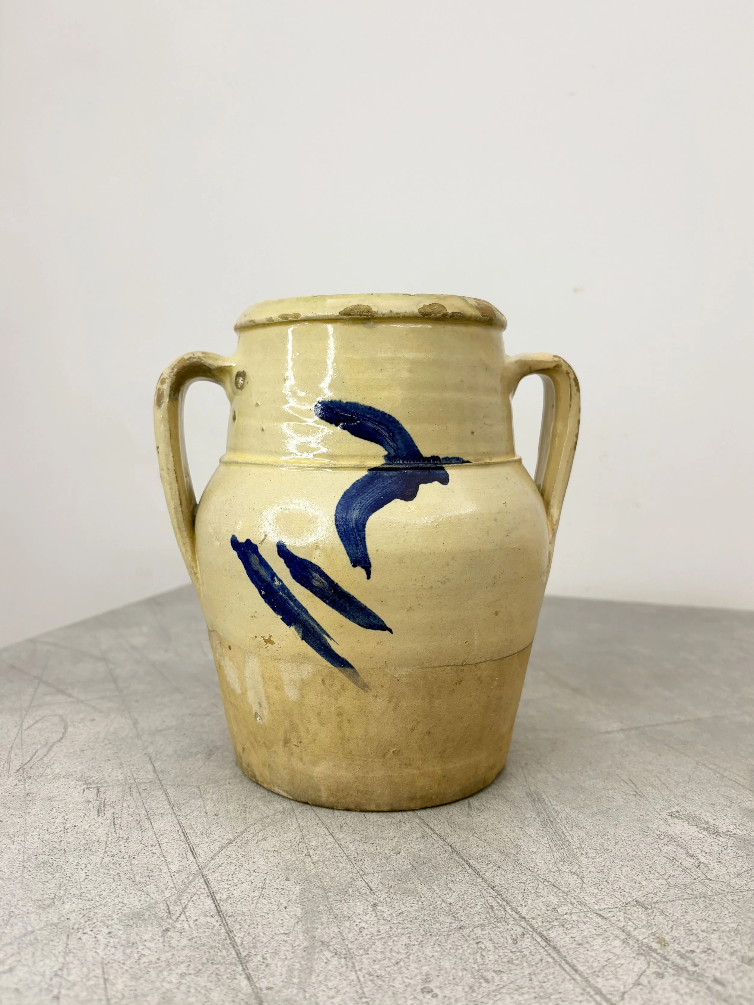 Italian hand painted blue tree of life confit pot