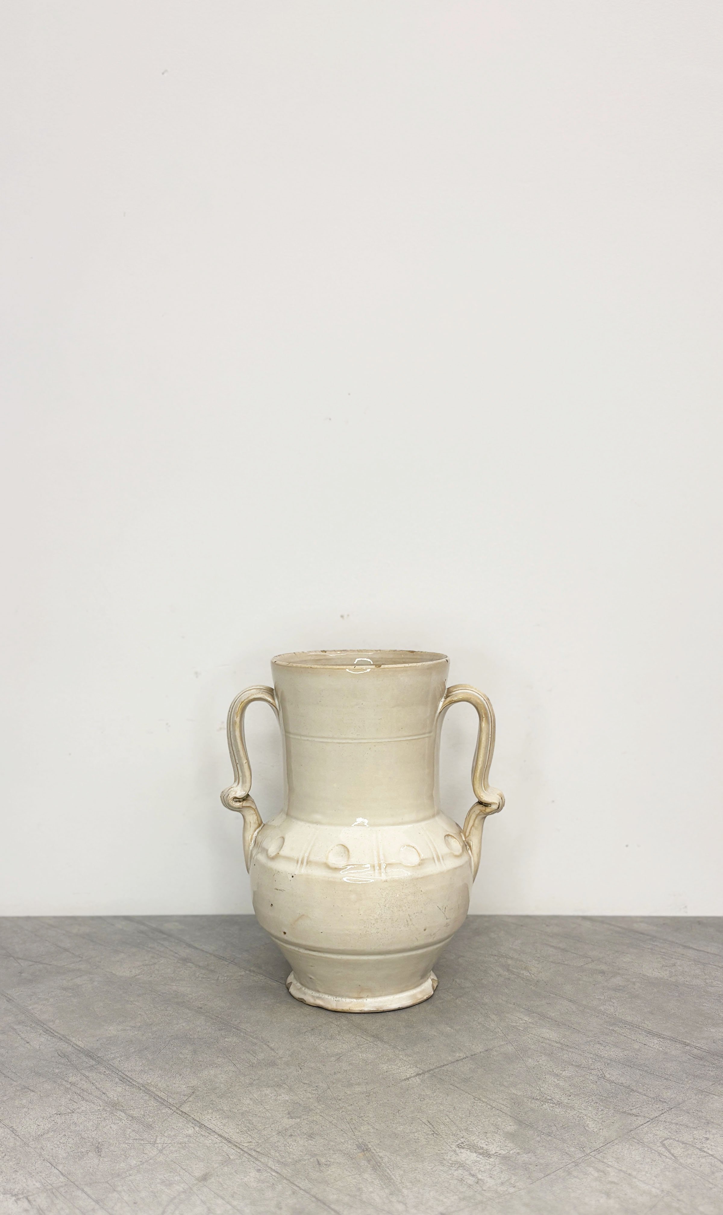 ANTIQUE ITALIAN CERAMIC IVORY VASE