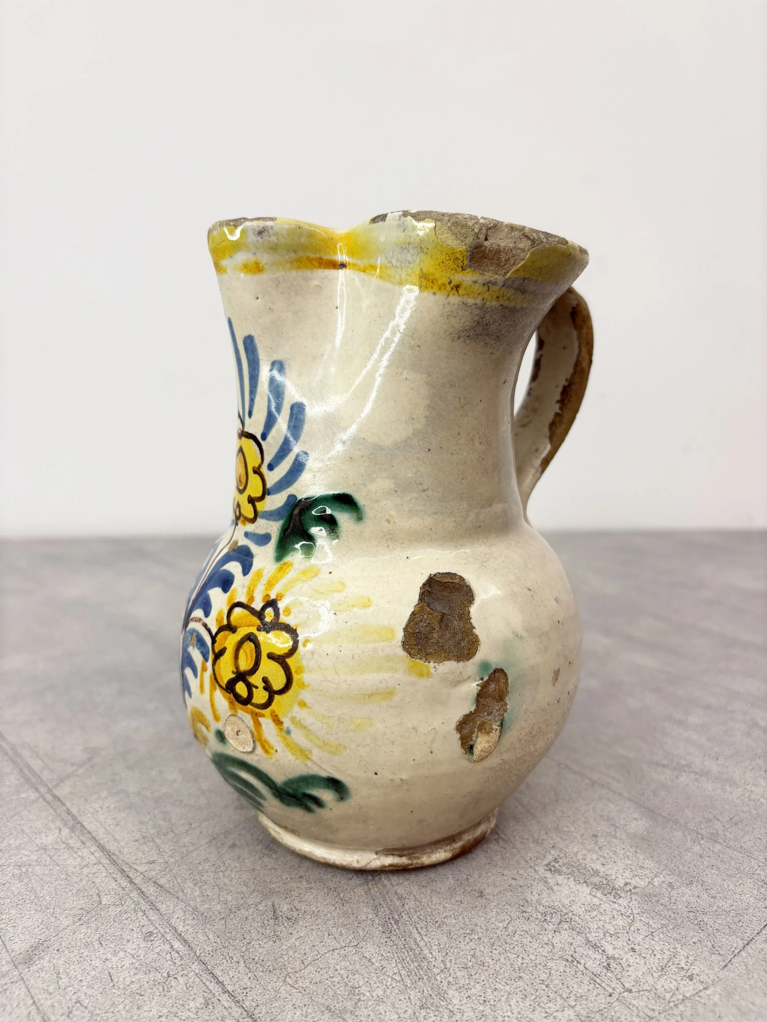 antique hand painted ceramic jug