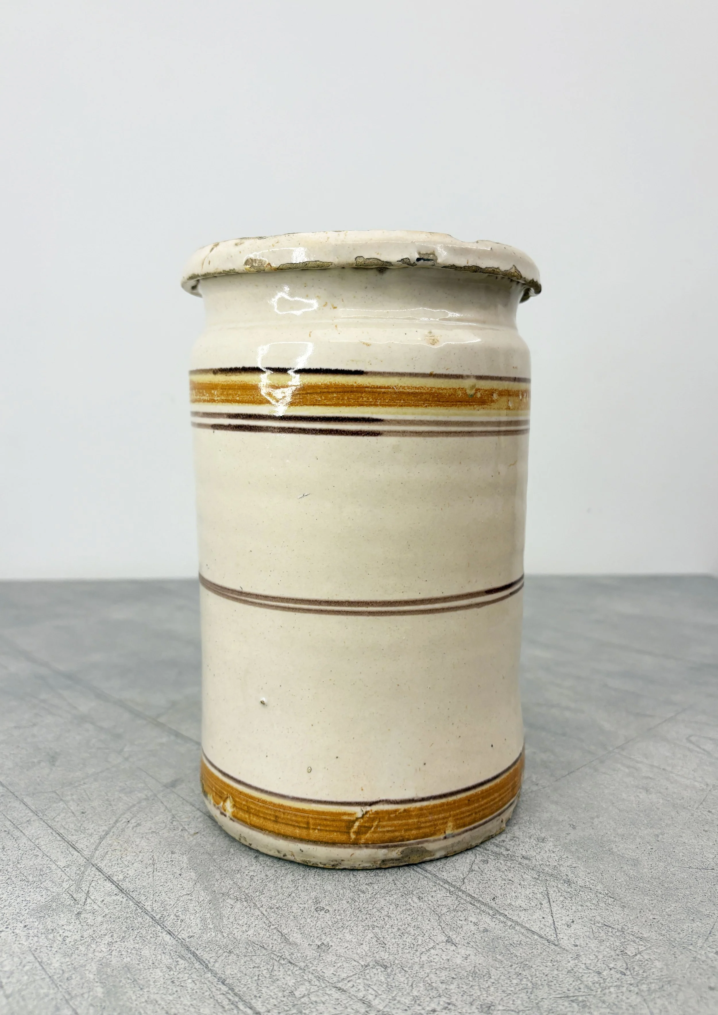 antique striped Italian pharmacy pot