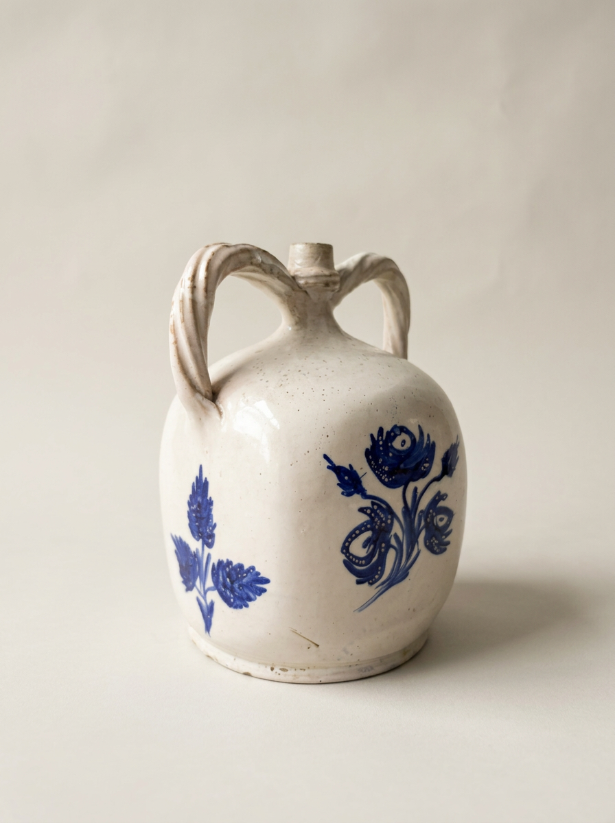 antique Faenza hand painted ceramic amphora