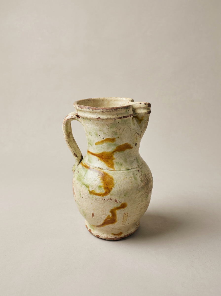 antique rustic ceramic pitcher from southern Italy