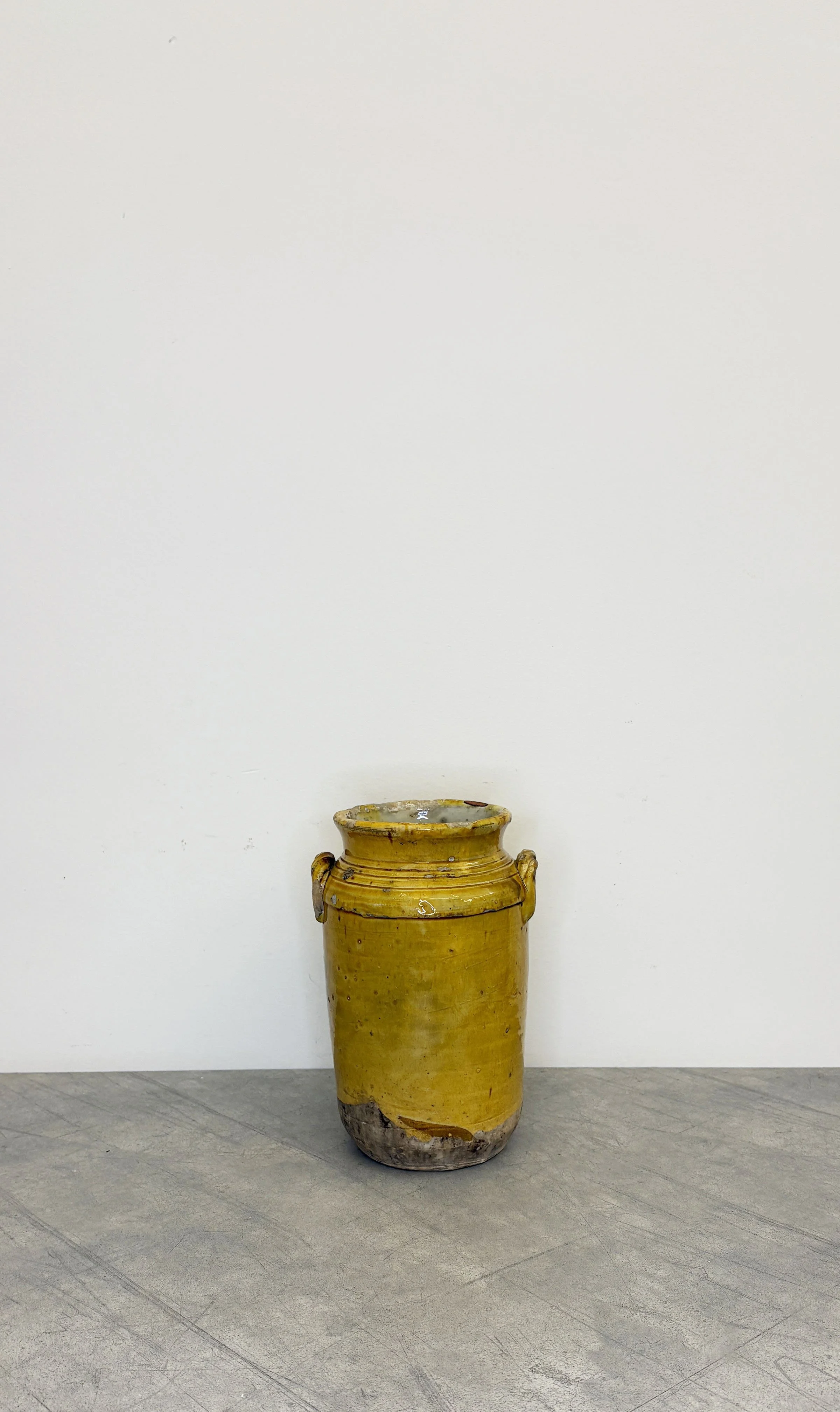 antique yellow glazed pharmacy vase