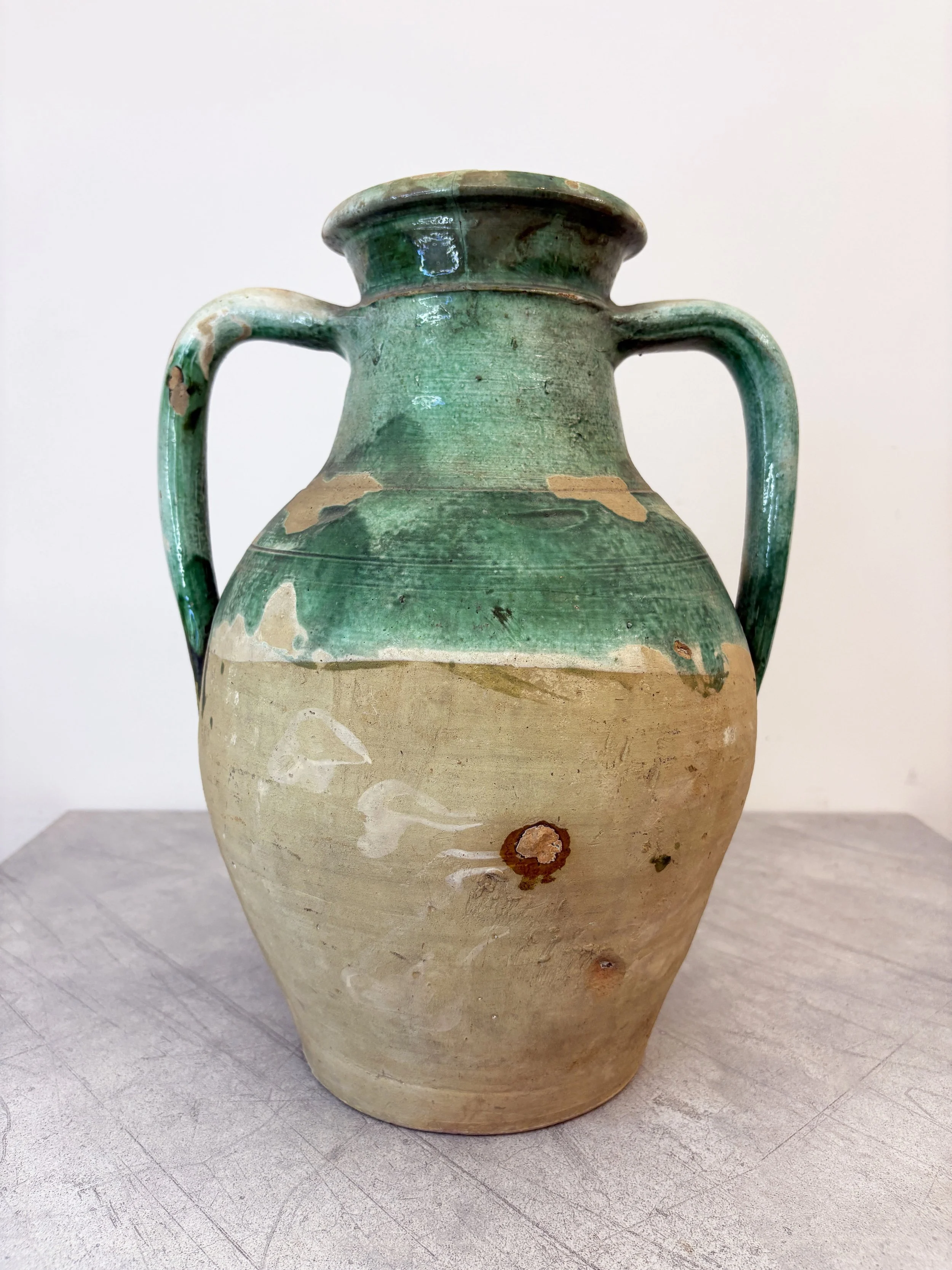 vintage green glazed amphora Puglia