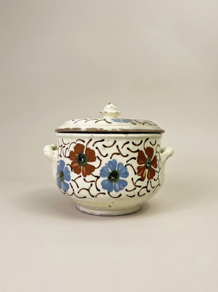 vintage hand painted floral pot
