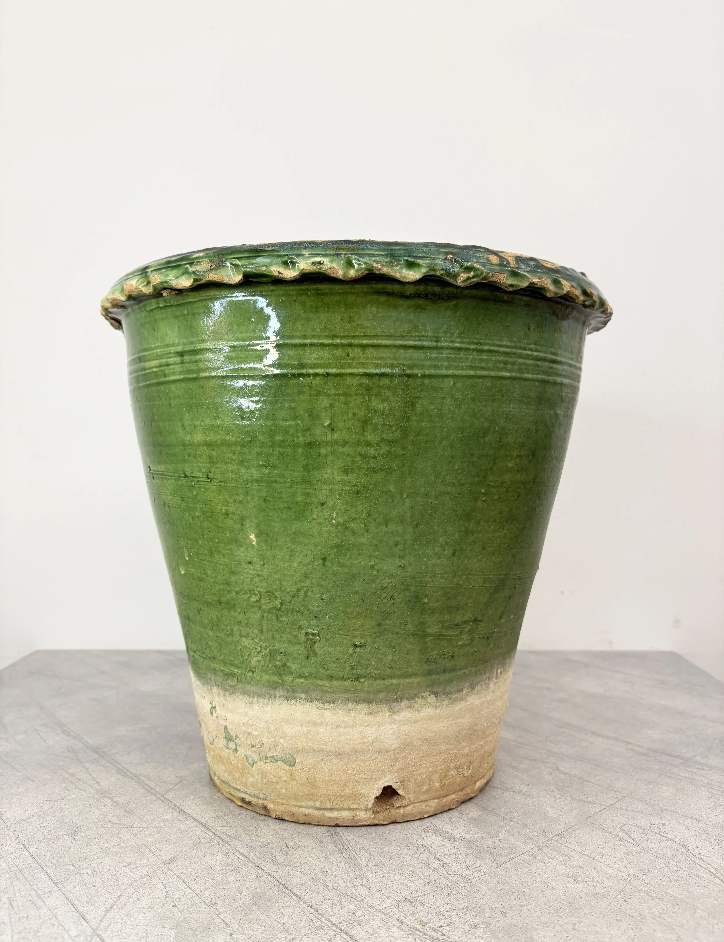 large vintage Italian green plant pot